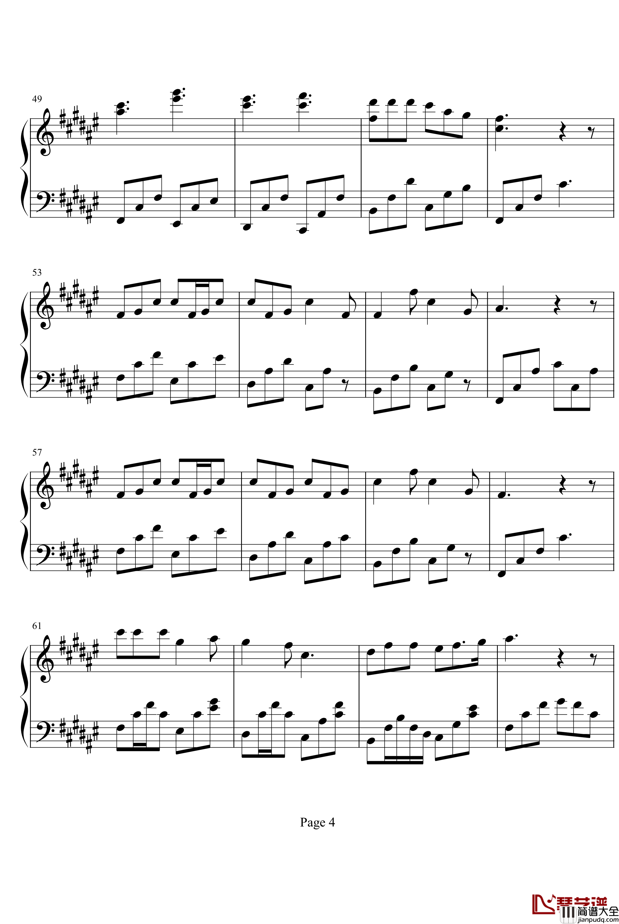 过云雨钢琴谱_b欣仔b版_张敬轩