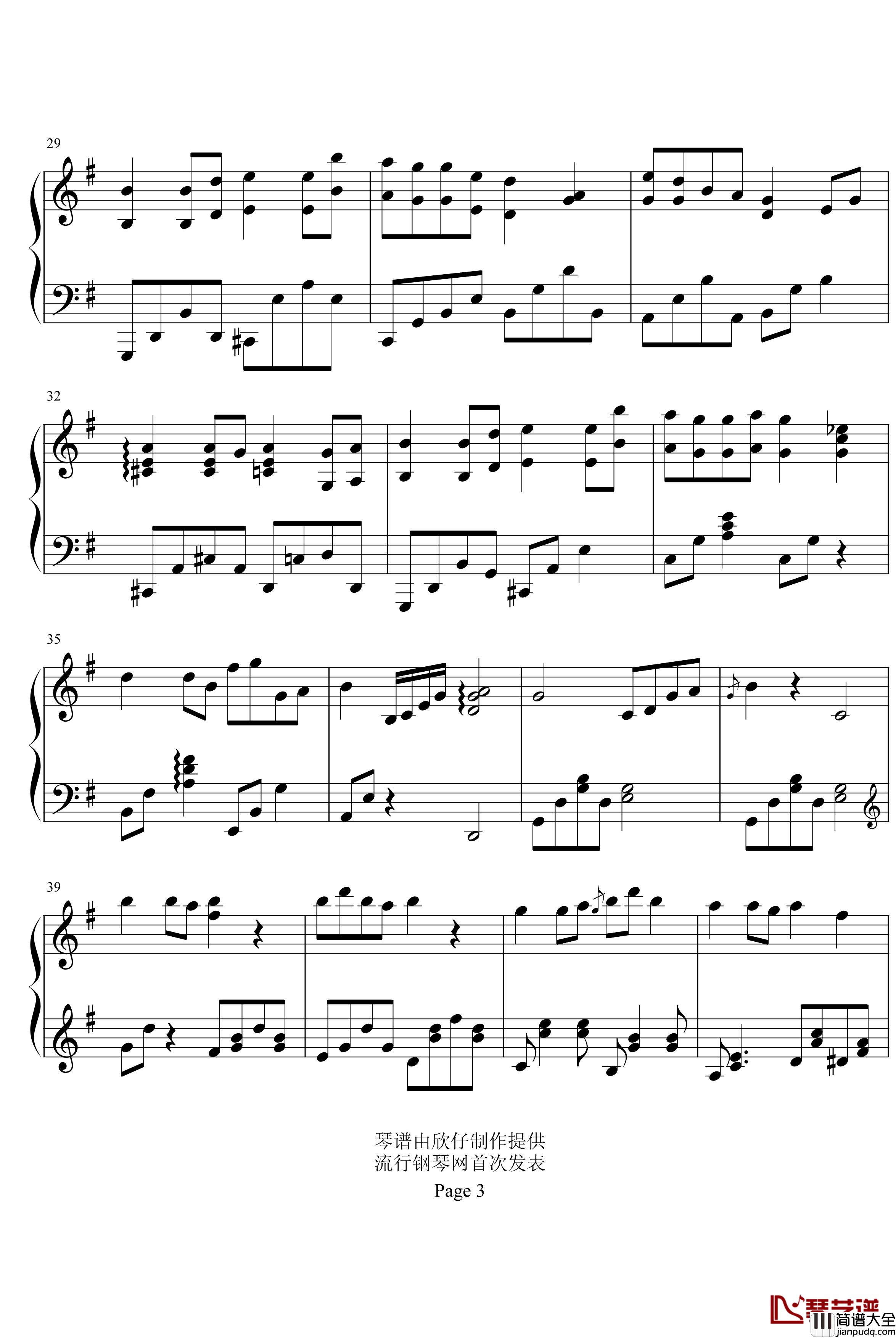 菊花台_b欣仔b版_周杰伦_钢琴谱