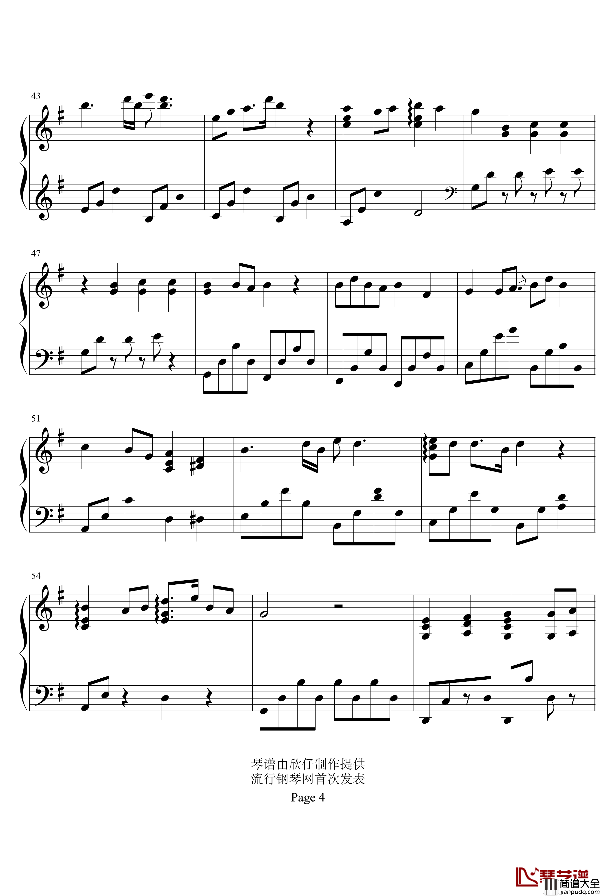 菊花台_b欣仔b版_周杰伦_钢琴谱