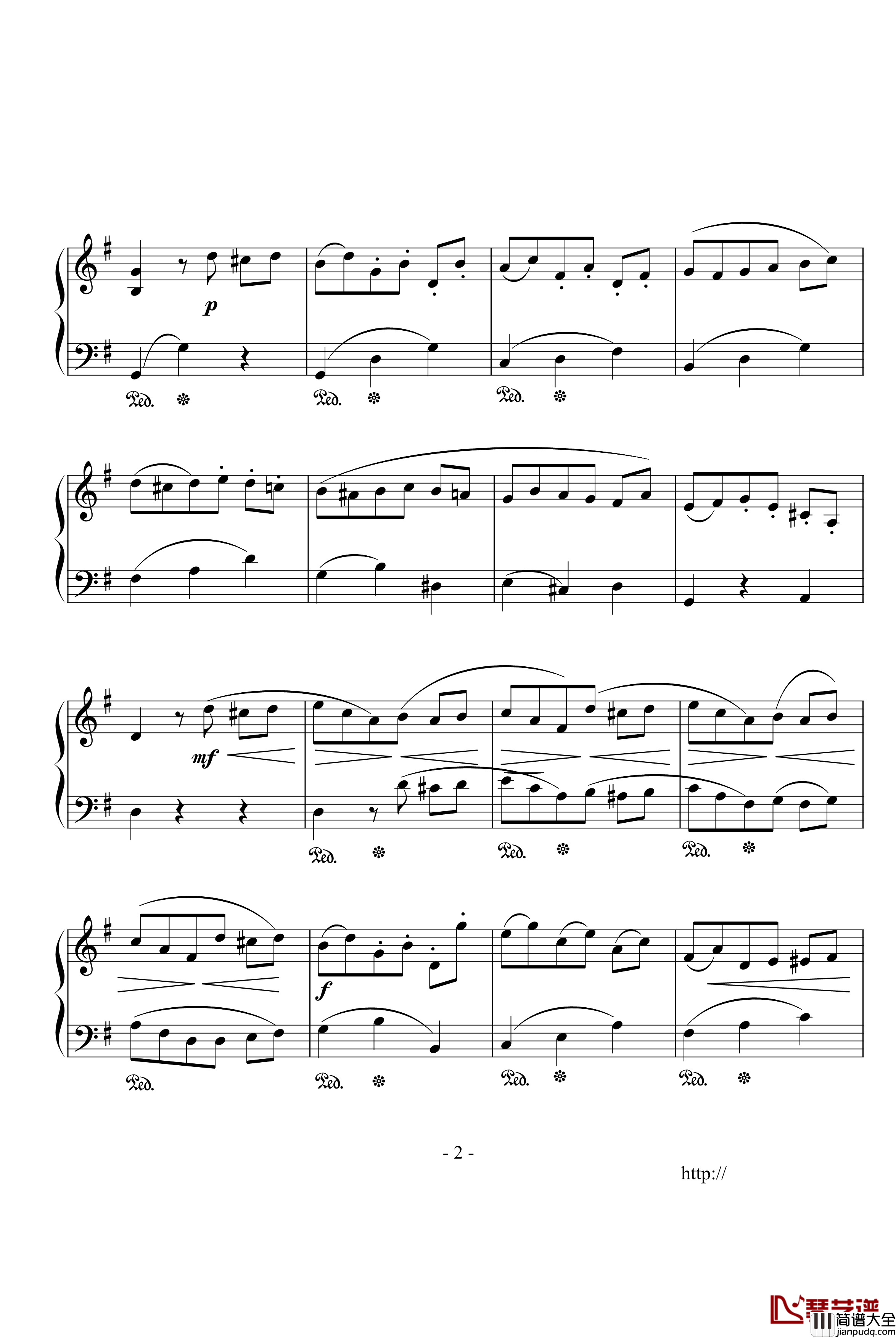 G大调小步舞曲钢琴谱_贝多芬_beethoven