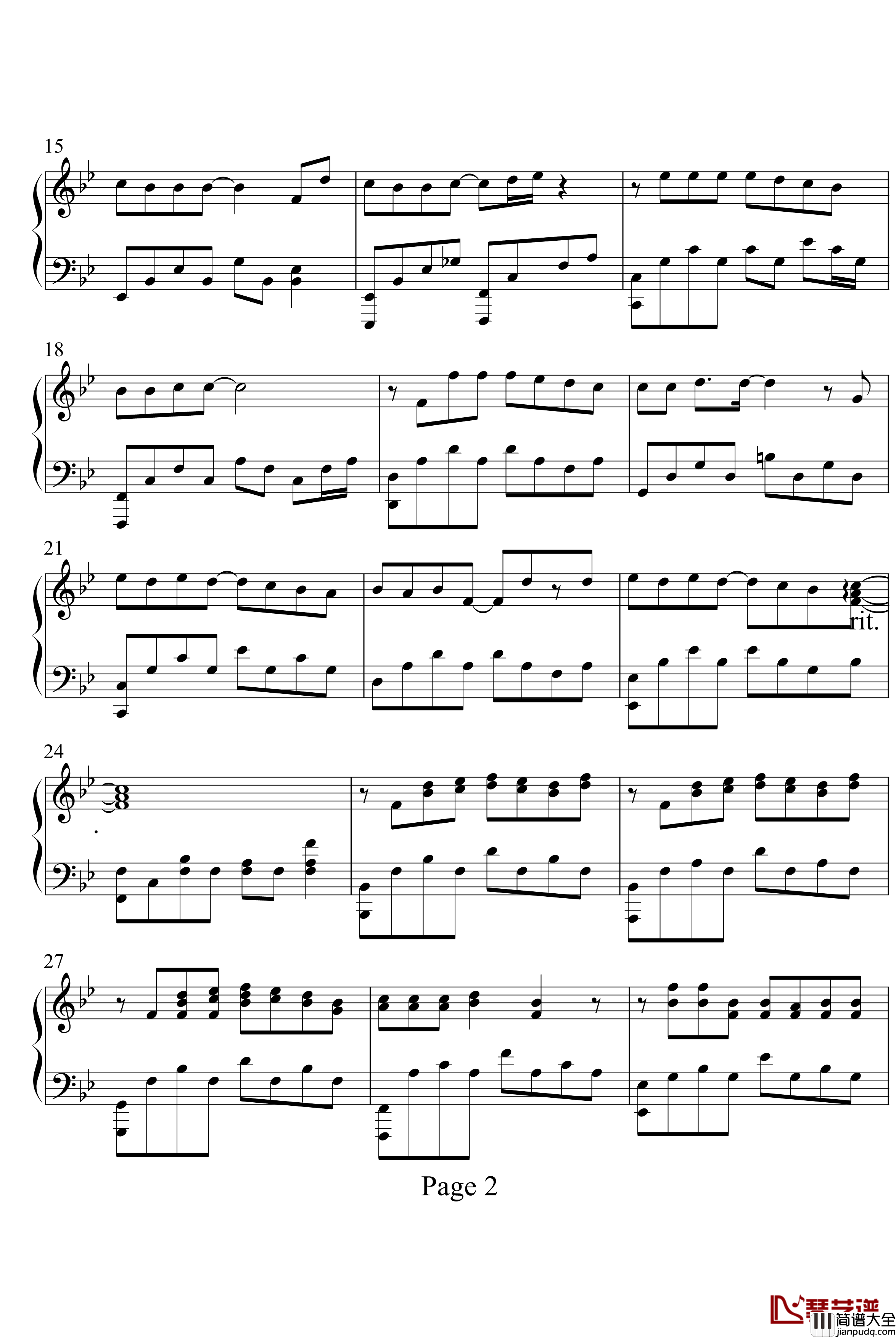 安静钢琴谱_演奏版_周杰伦