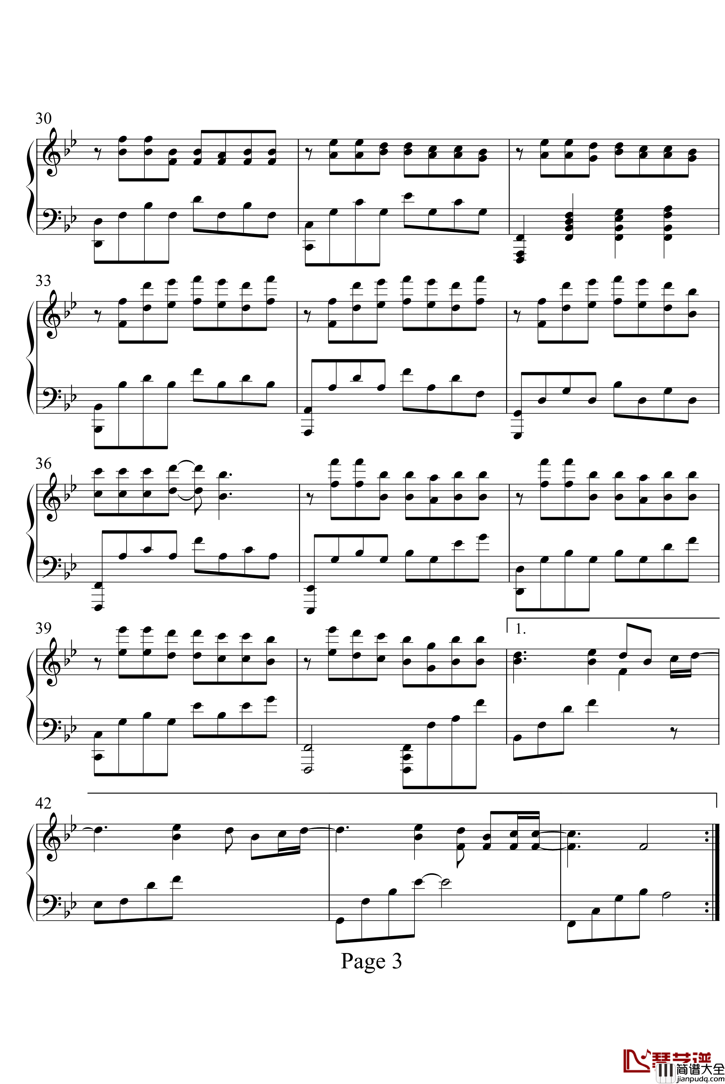 安静钢琴谱_演奏版_周杰伦