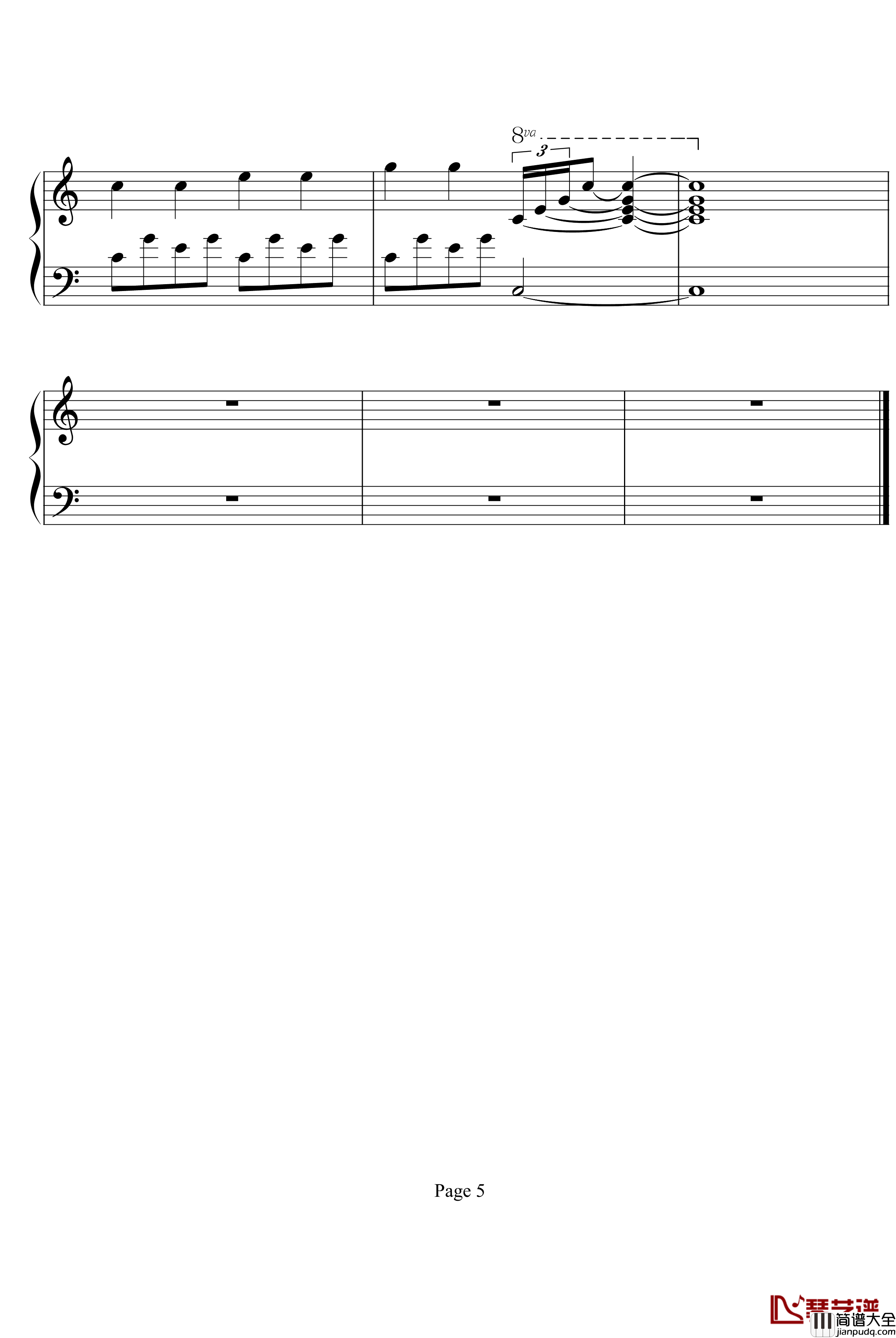 暖暖钢琴谱_C调简单版_梁静茹