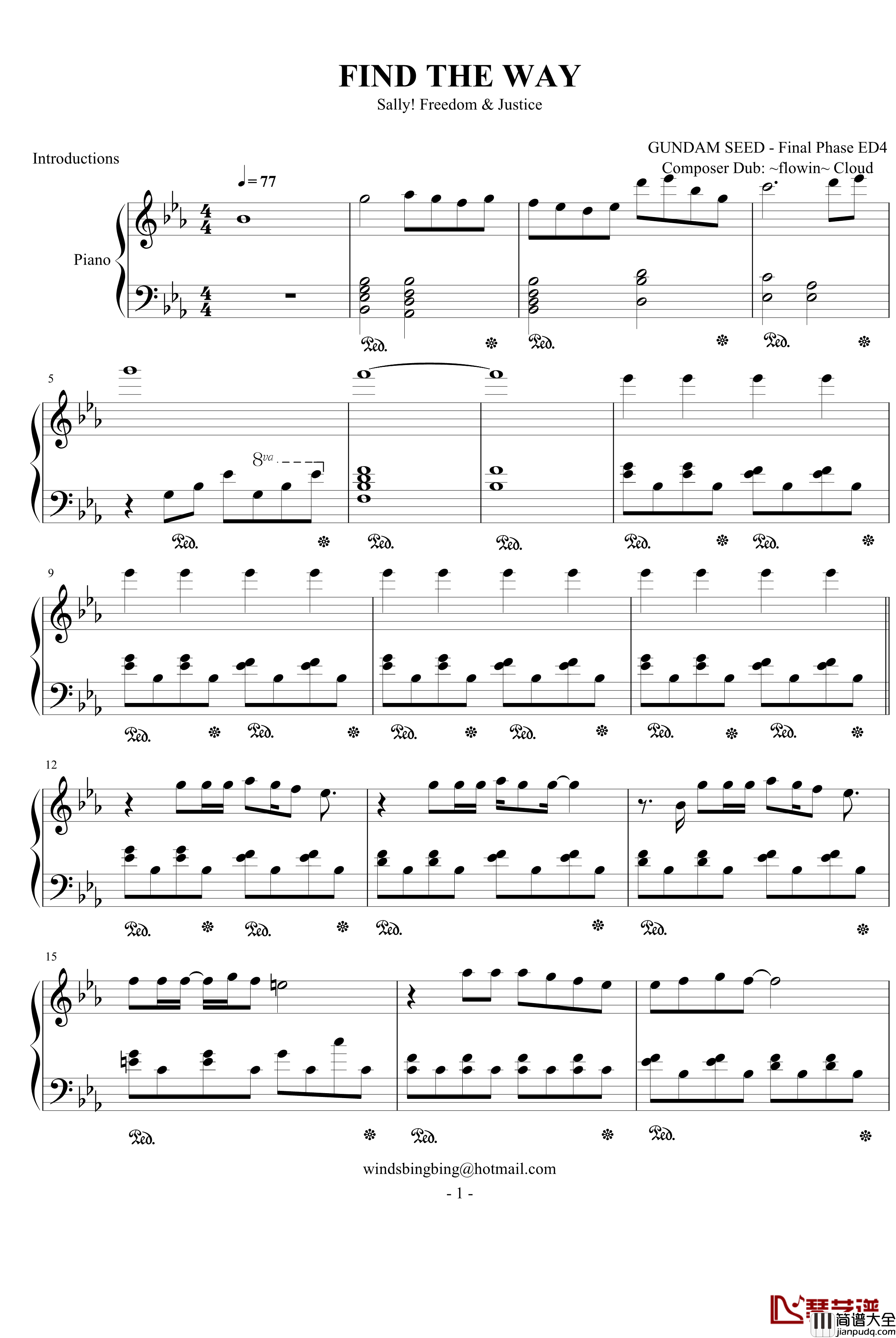 FIND_THE_WAY钢琴谱_Gundam_Seed