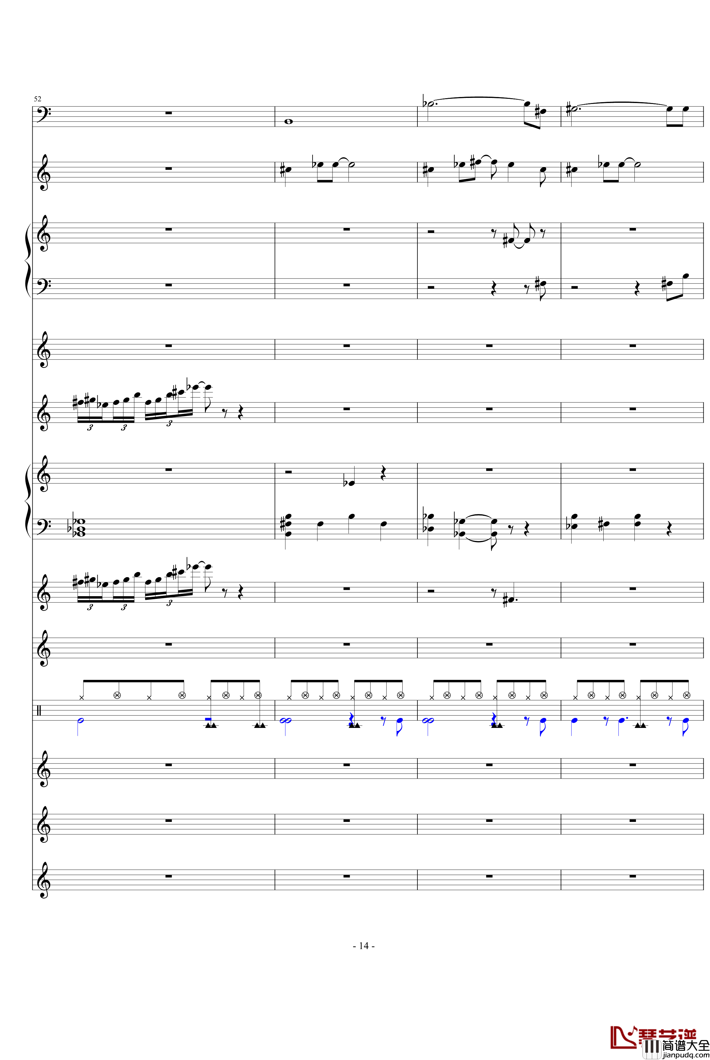 发如雪钢琴谱_总谱_周杰伦