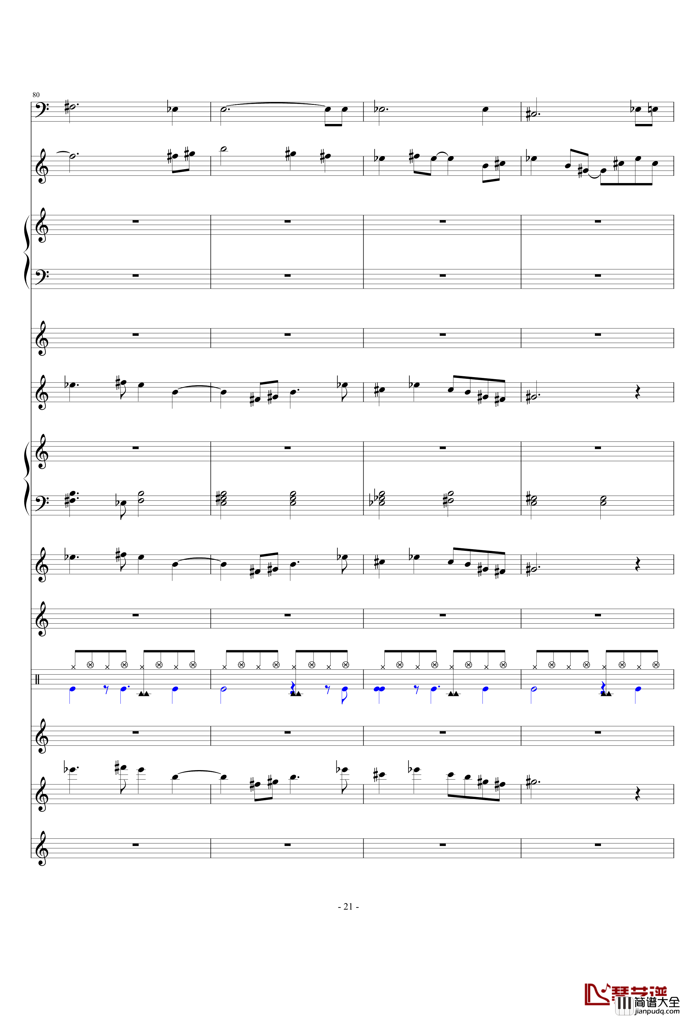 发如雪钢琴谱_总谱_周杰伦