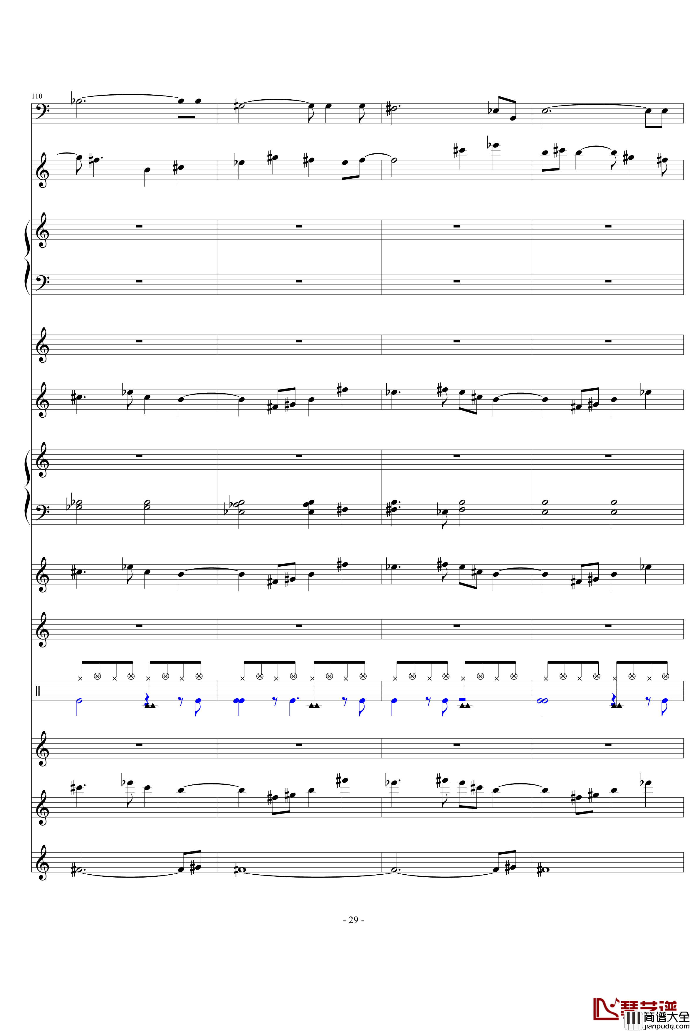 发如雪钢琴谱_总谱_周杰伦