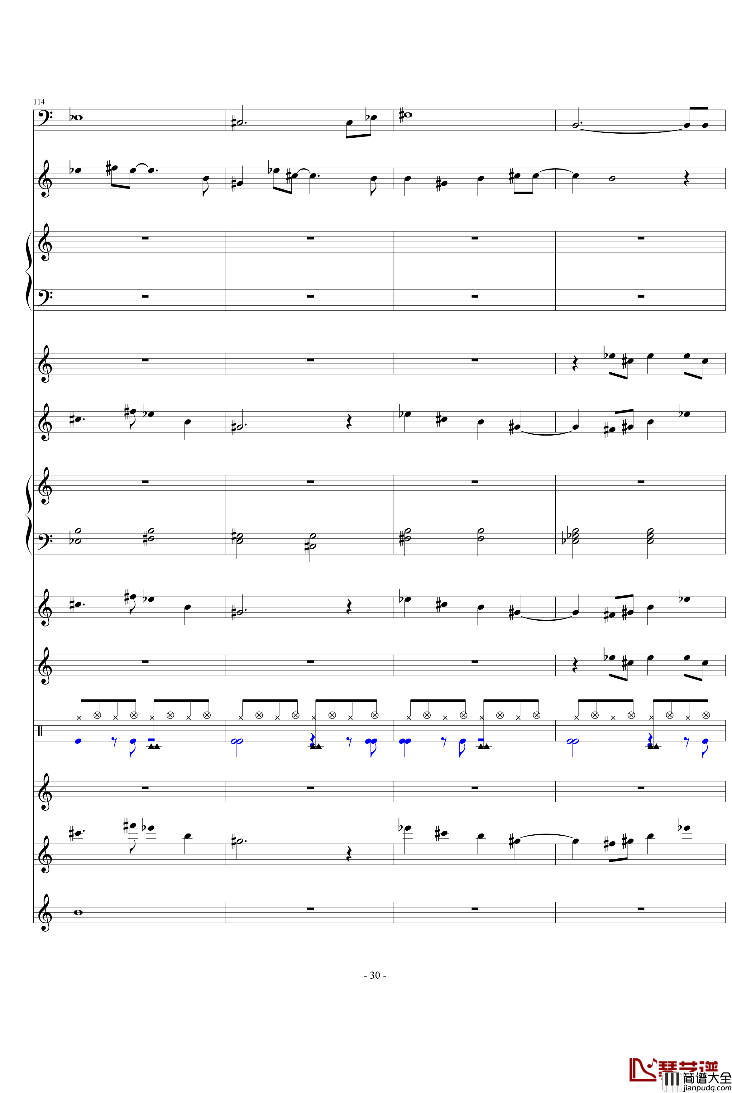 发如雪钢琴谱_总谱_周杰伦