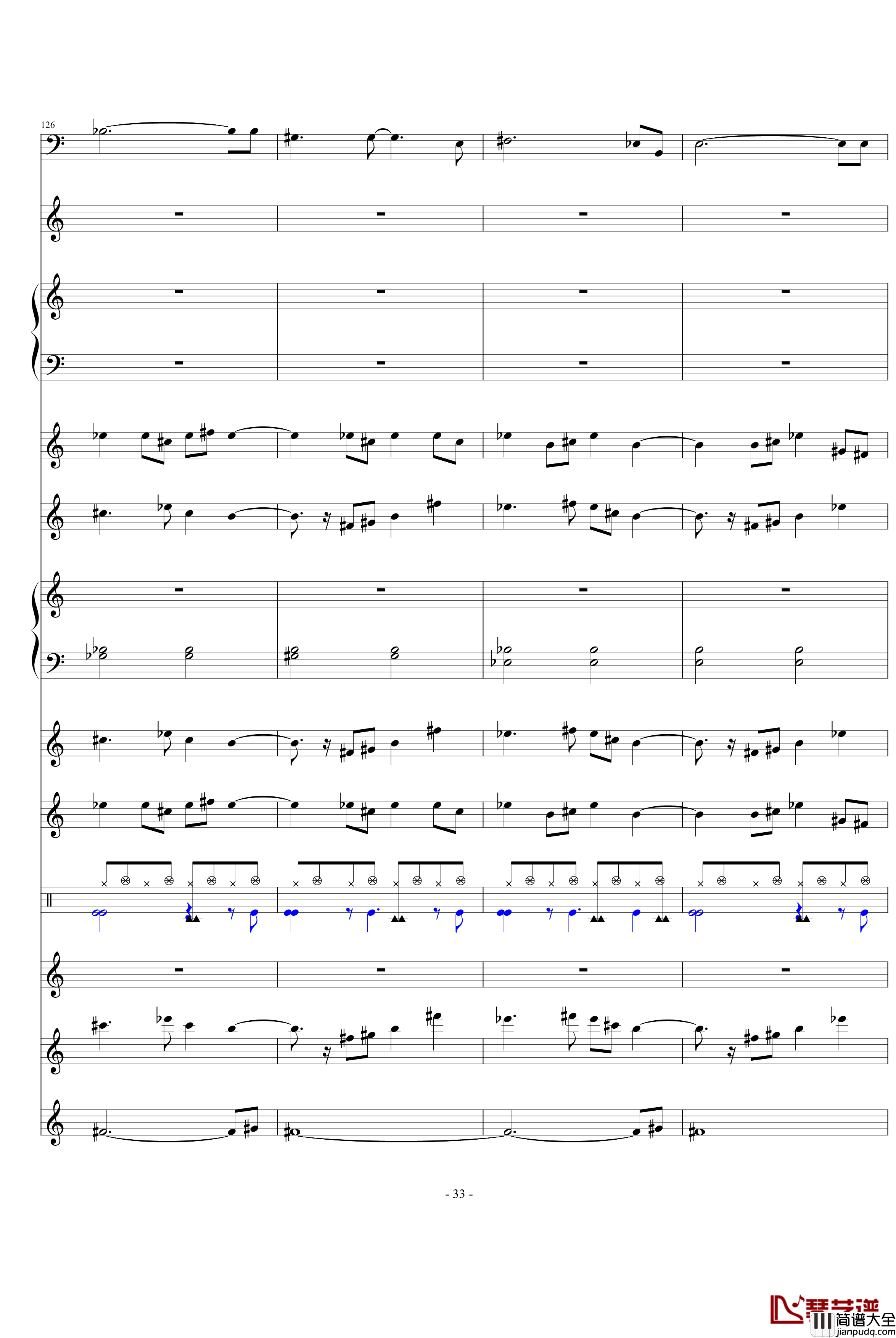 发如雪钢琴谱_总谱_周杰伦