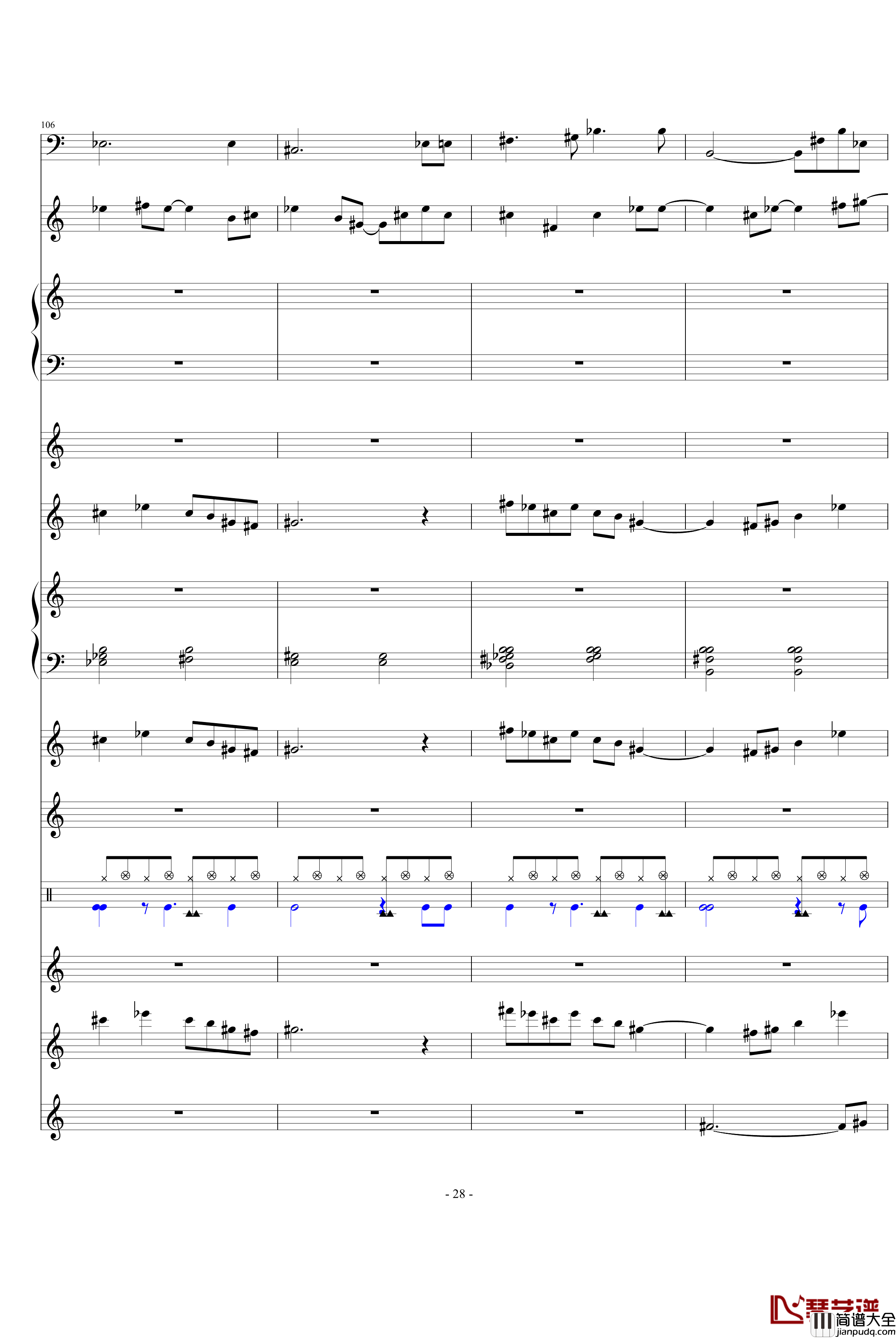 发如雪钢琴谱_总谱_周杰伦