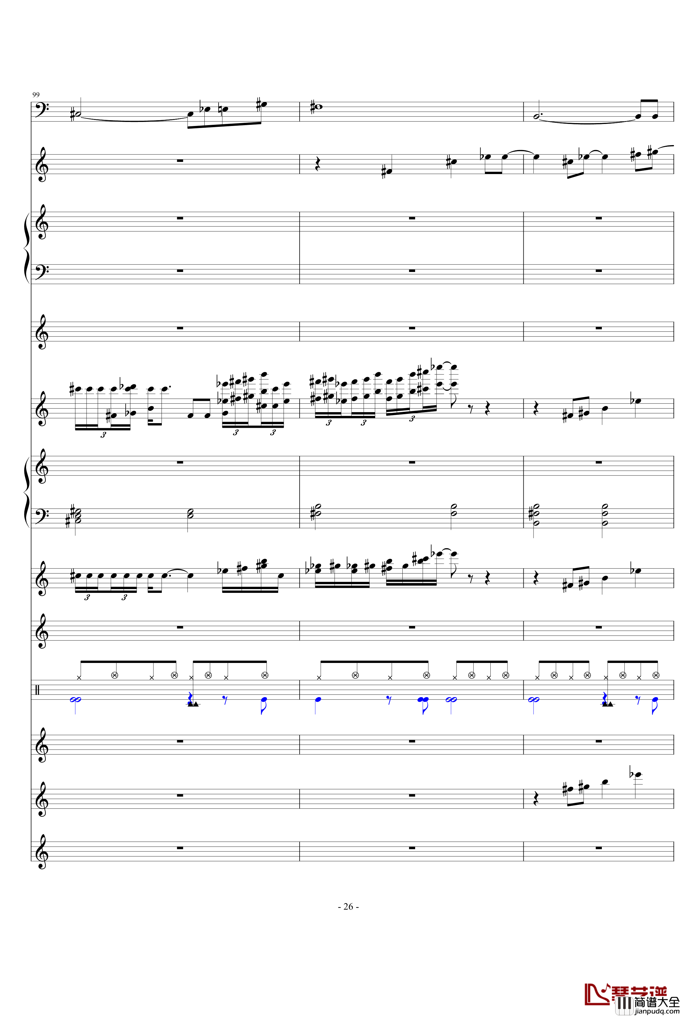 发如雪钢琴谱_总谱_周杰伦