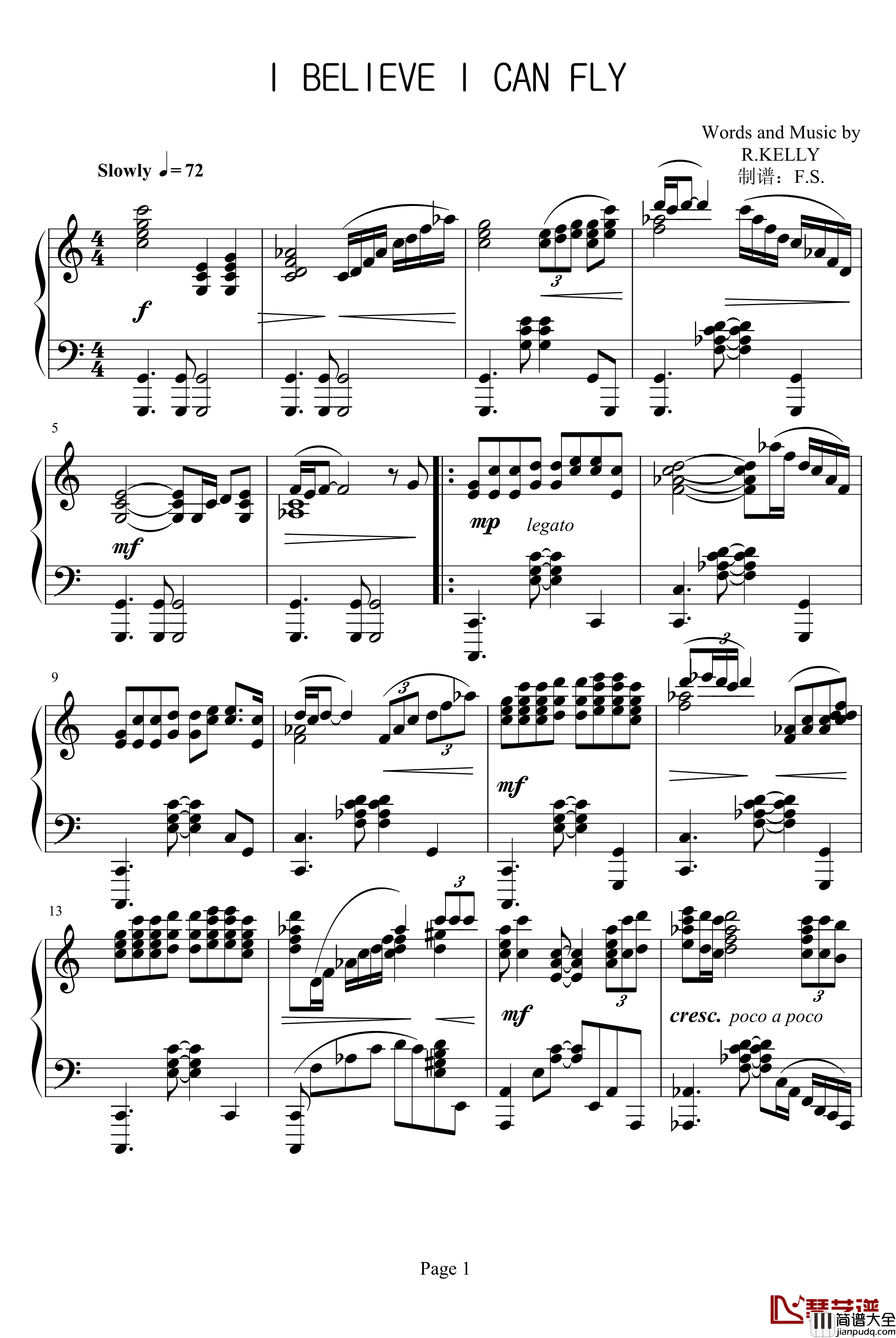 I_believe_I_can_fly钢琴谱_动漫影视