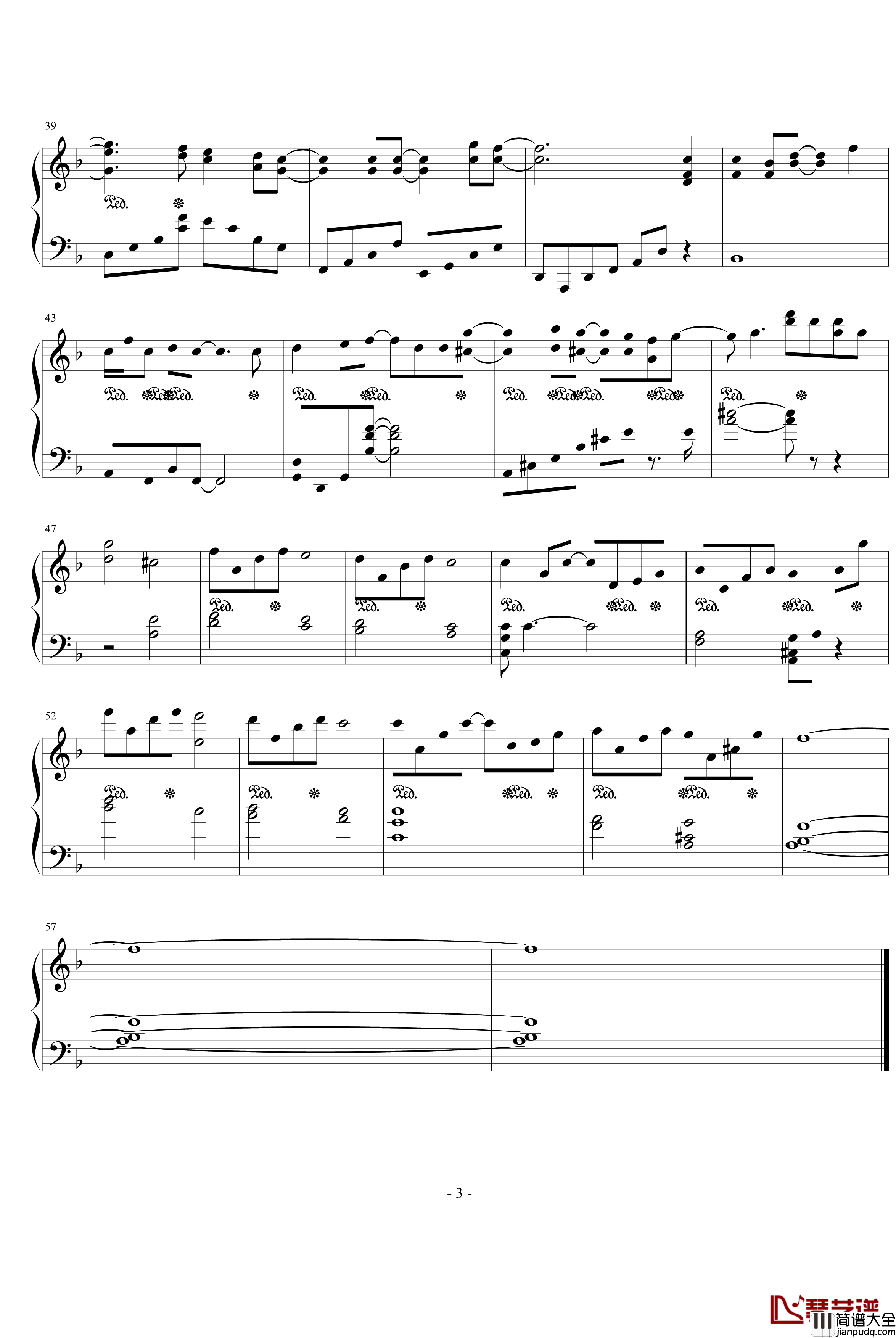 永恒的雪钢琴谱_寻找满月_动漫影视