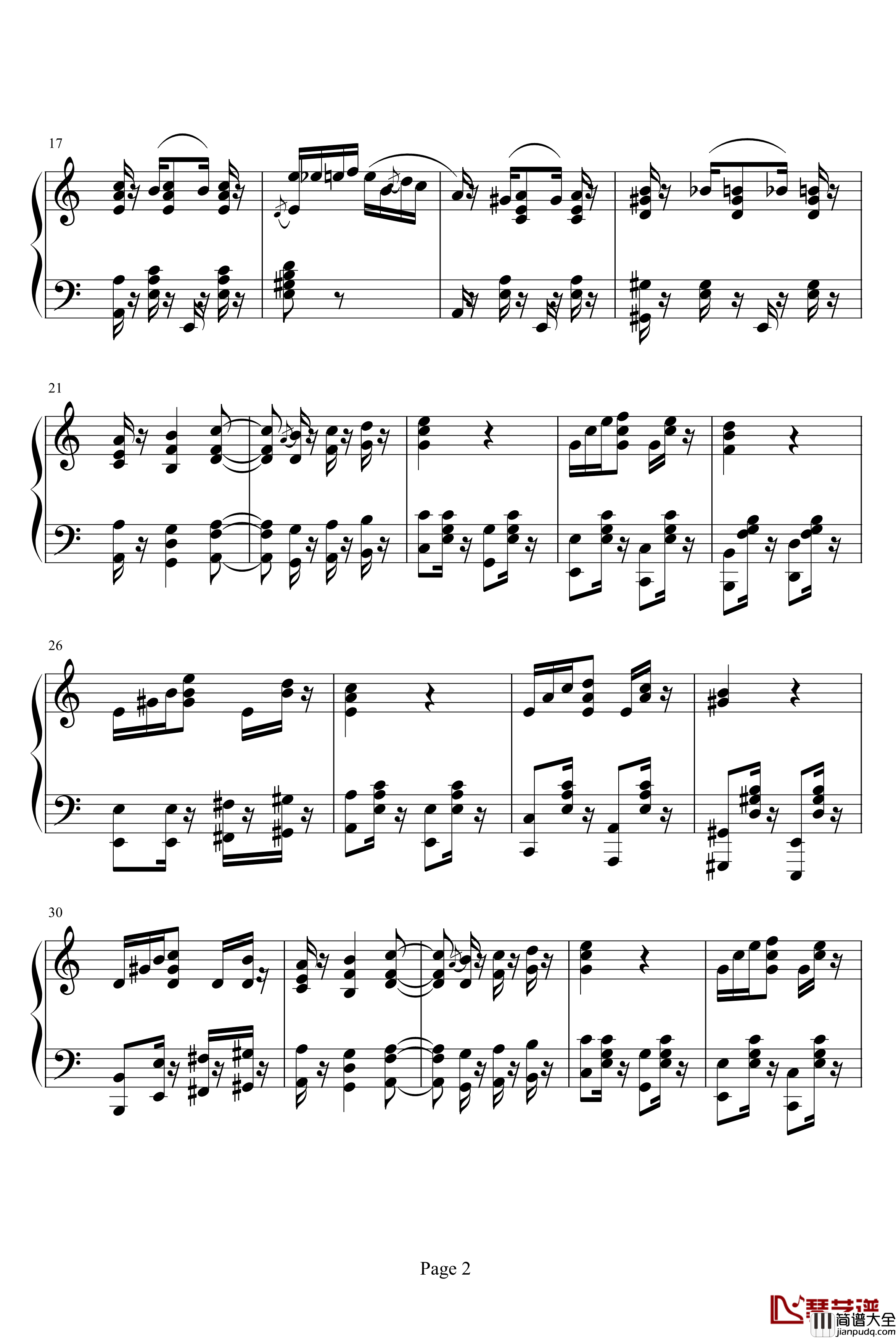 致爱丽丝钢琴谱_新版_未知分类