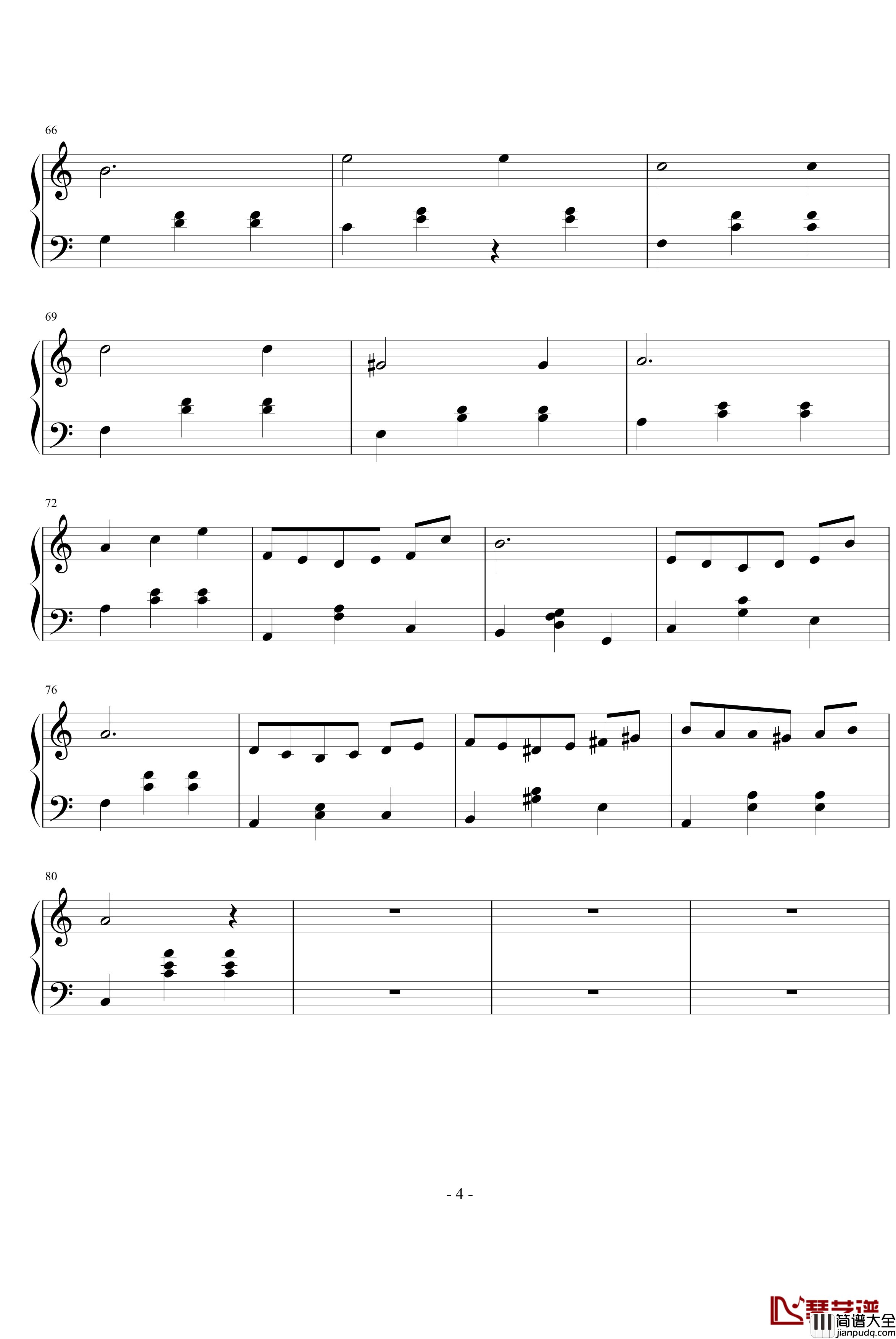 白色恋人钢琴谱_贝莎拉版_冬季恋歌