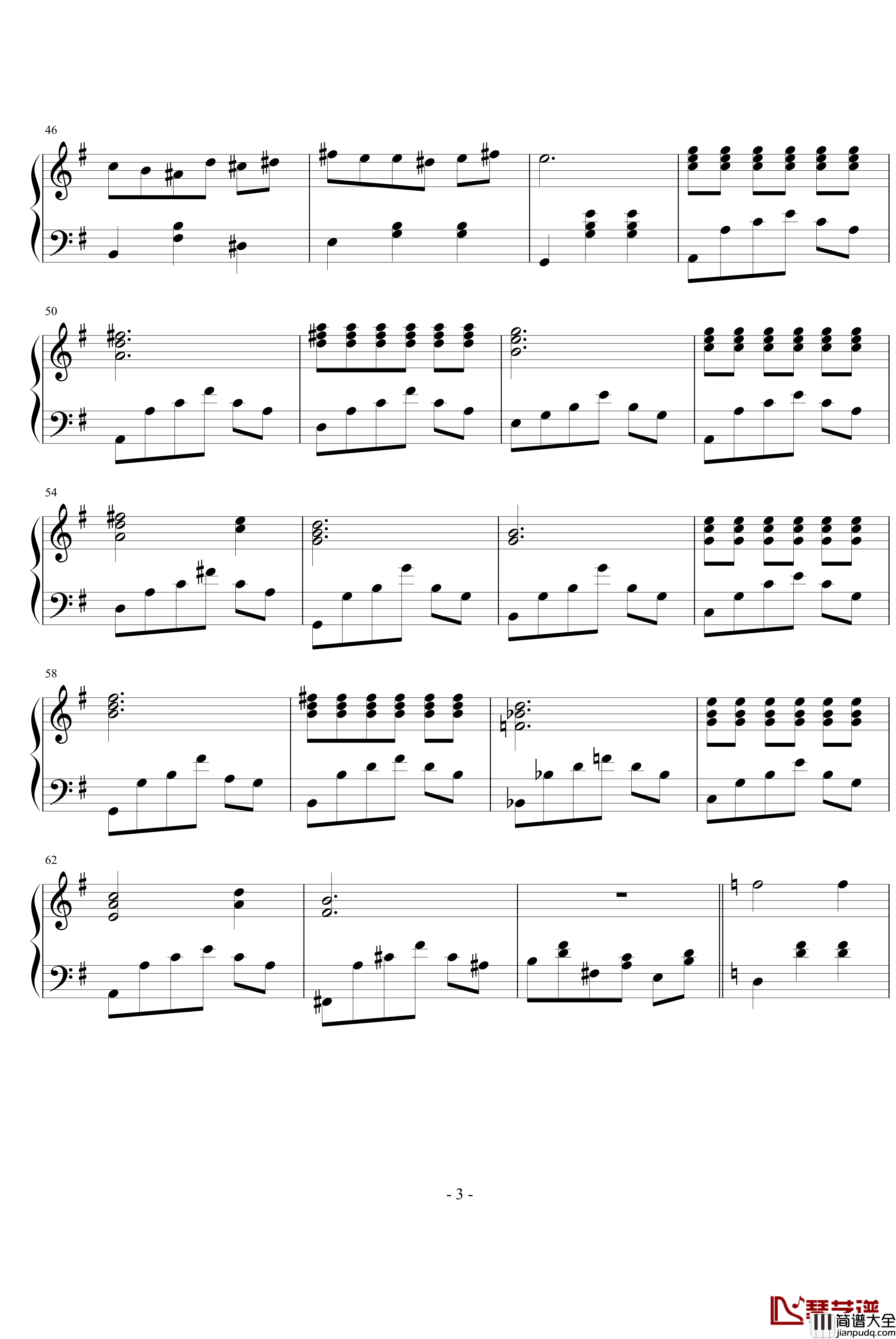 白色恋人钢琴谱_贝莎拉版_冬季恋歌