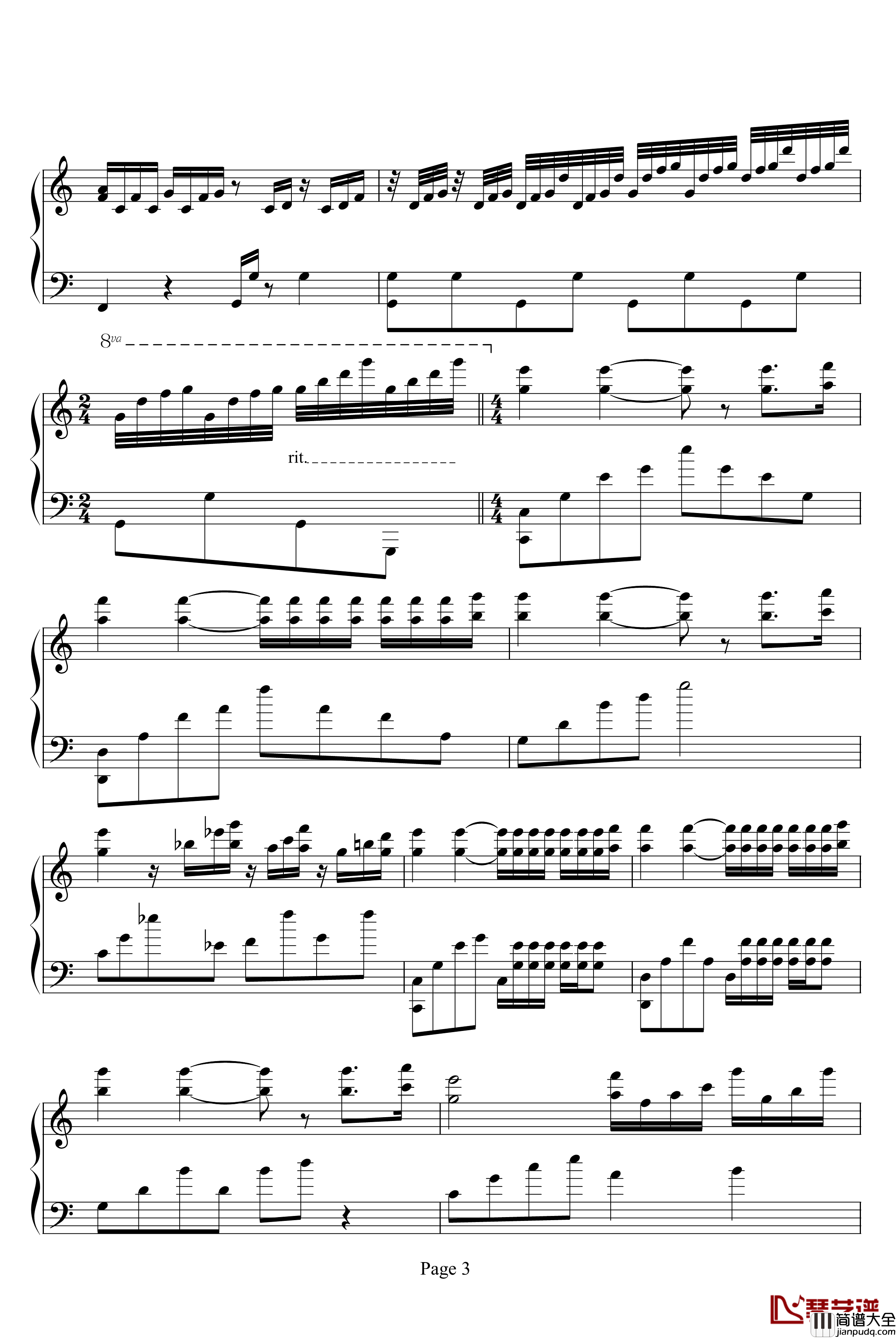 水边的阿狄丽娜钢琴谱_钢琴版_克莱德曼