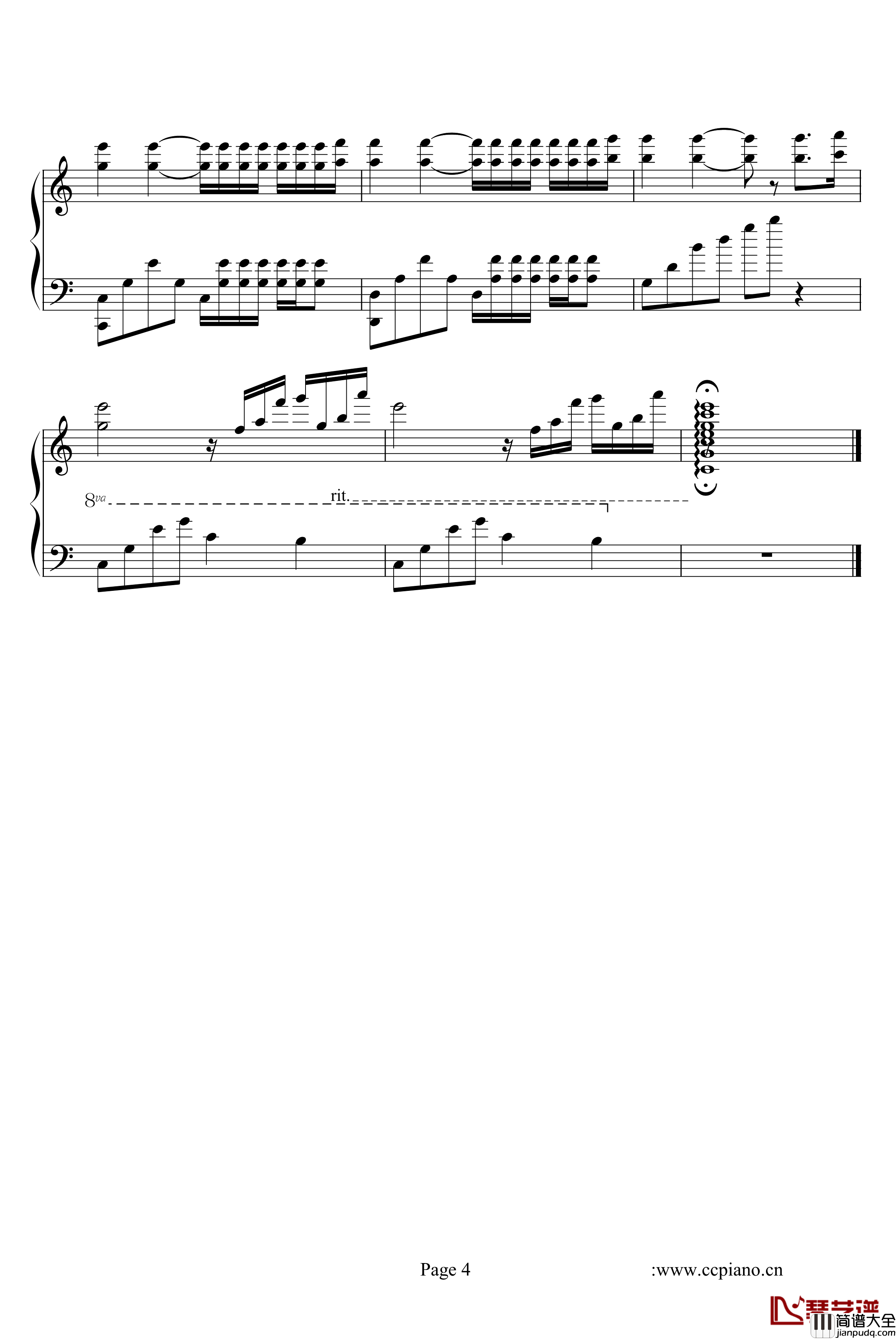 水边的阿狄丽娜钢琴谱_钢琴版_克莱德曼