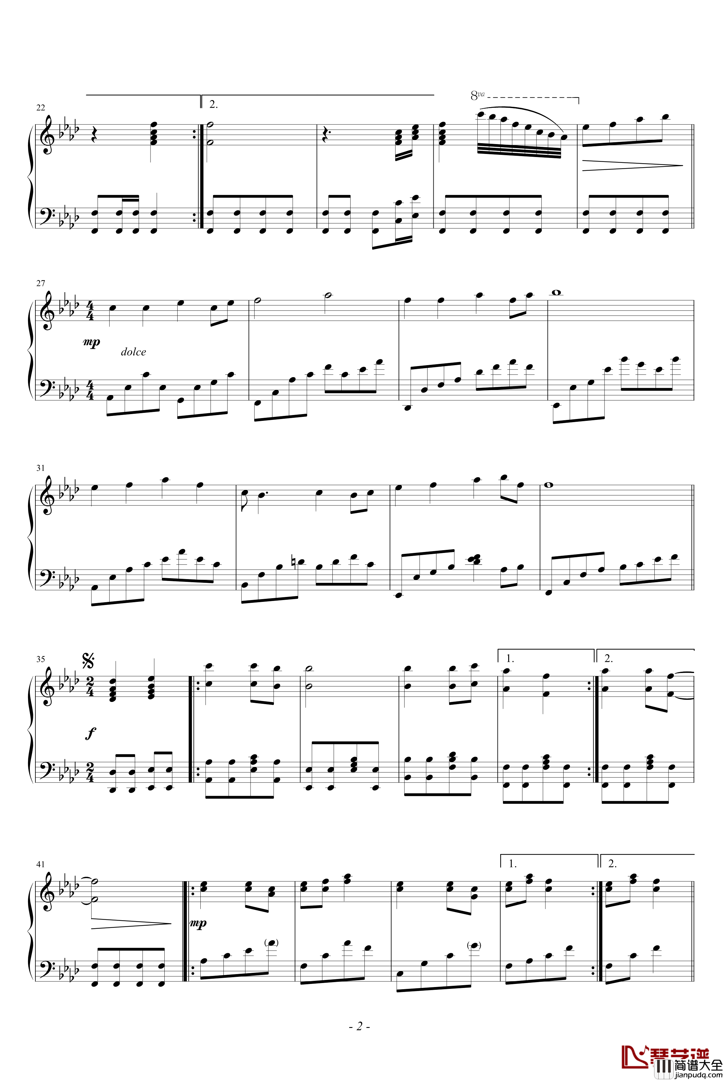 千年等一回钢琴谱_高胜美