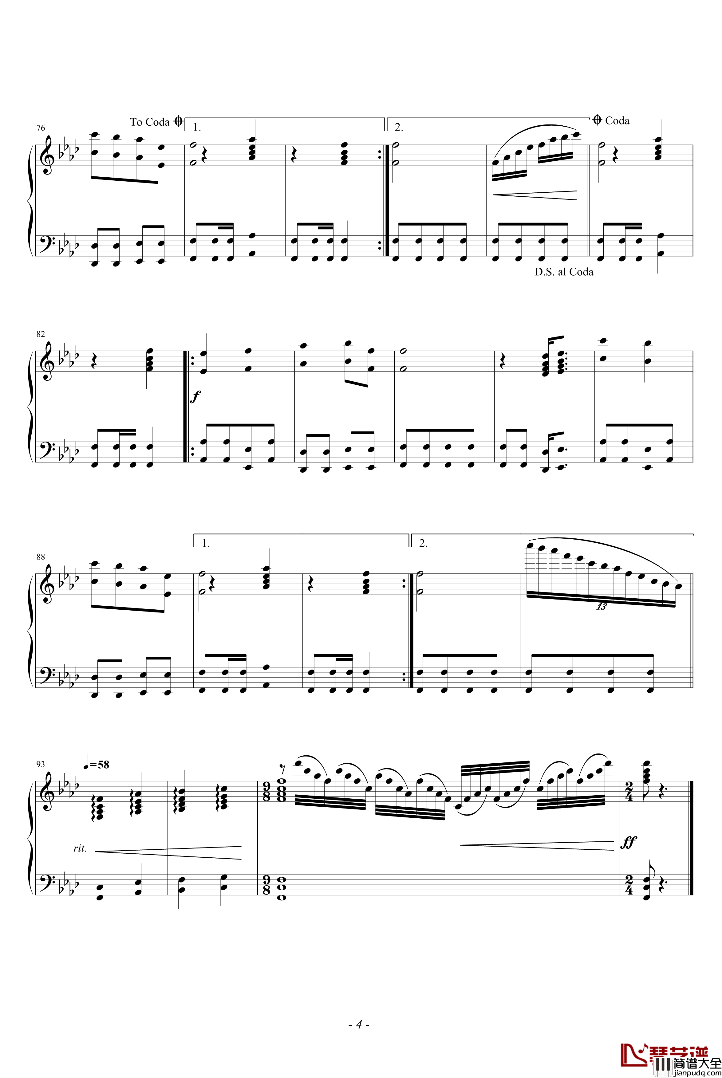 千年等一回钢琴谱_高胜美