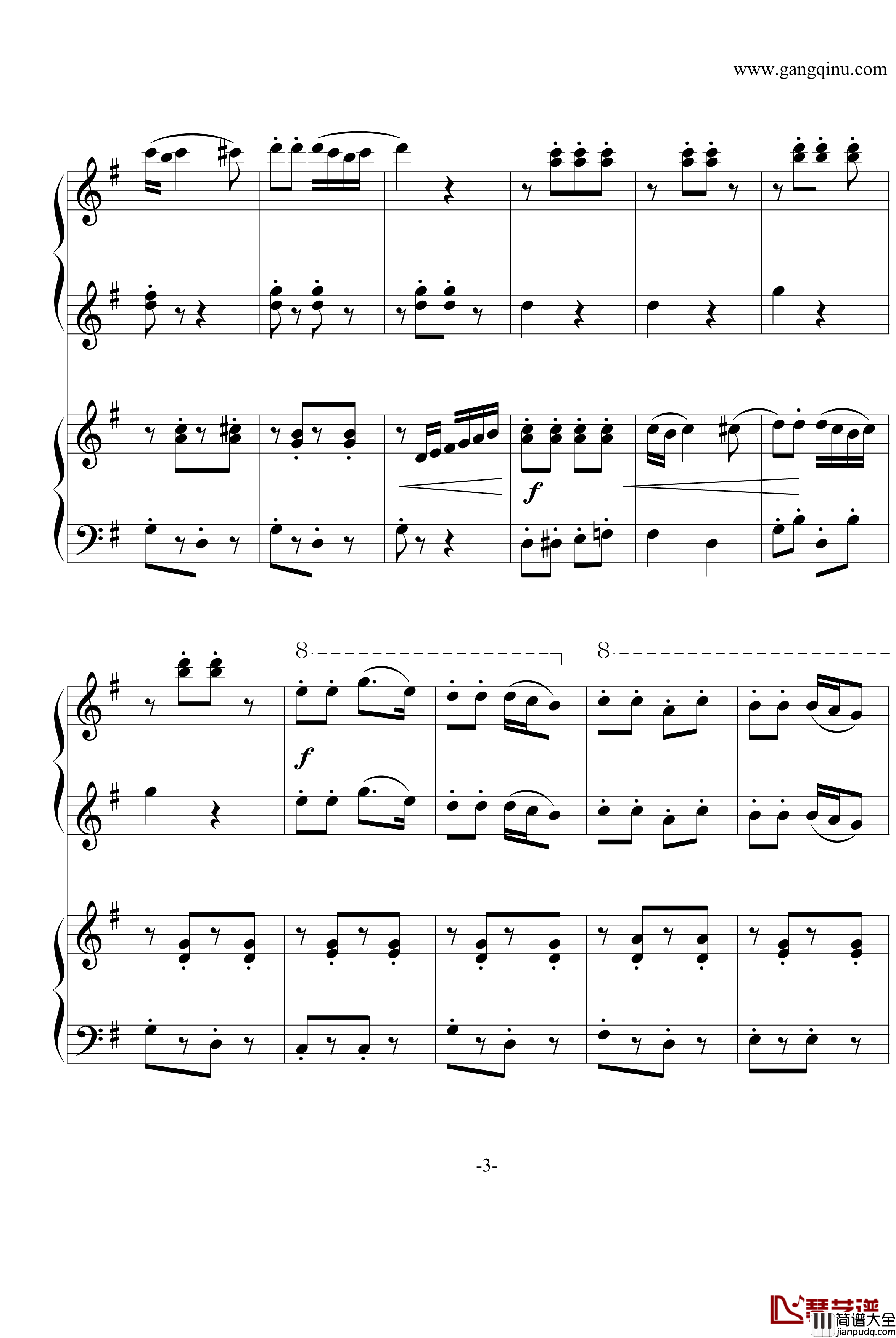 巡逻兵进行曲钢琴谱_四手联弹_弗兰克·米查姆