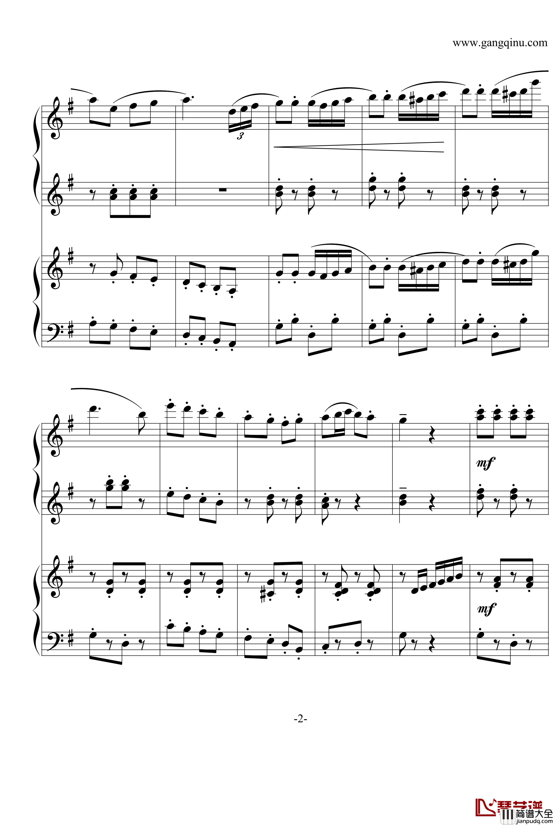 巡逻兵进行曲钢琴谱_四手联弹_弗兰克·米查姆