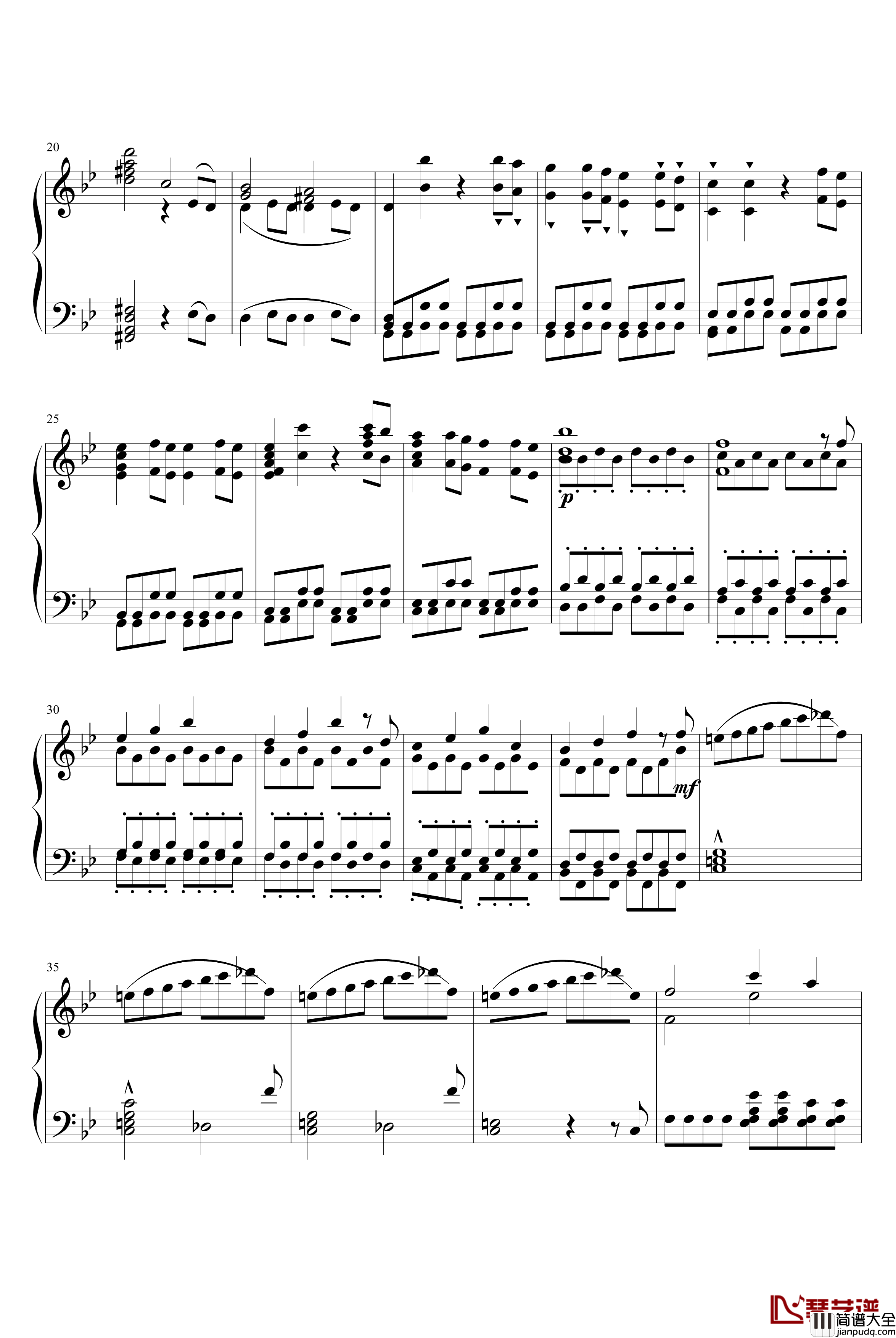 第四十号交响曲钢琴谱_第一乐章_莫扎特