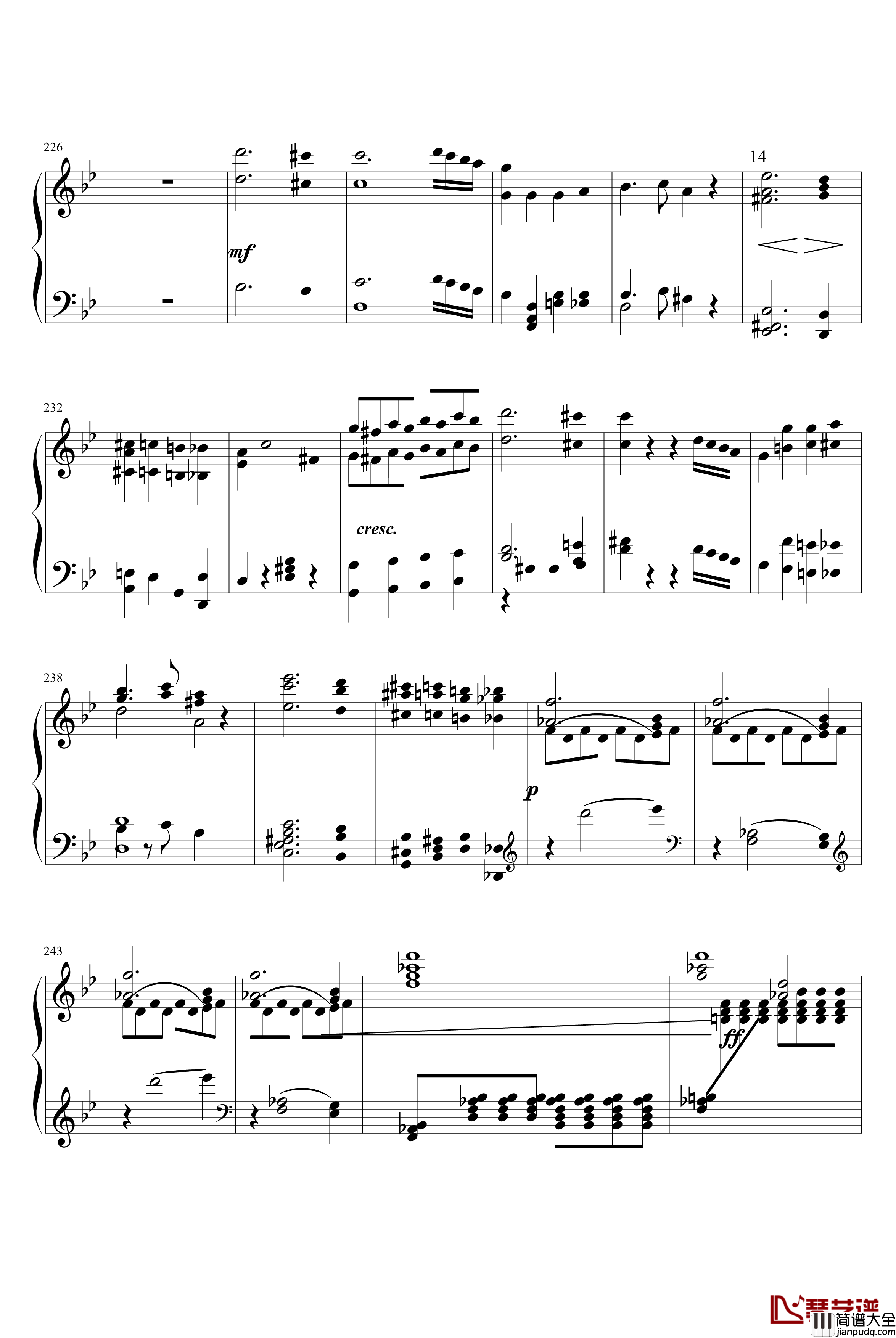 第四十号交响曲钢琴谱_第一乐章_莫扎特