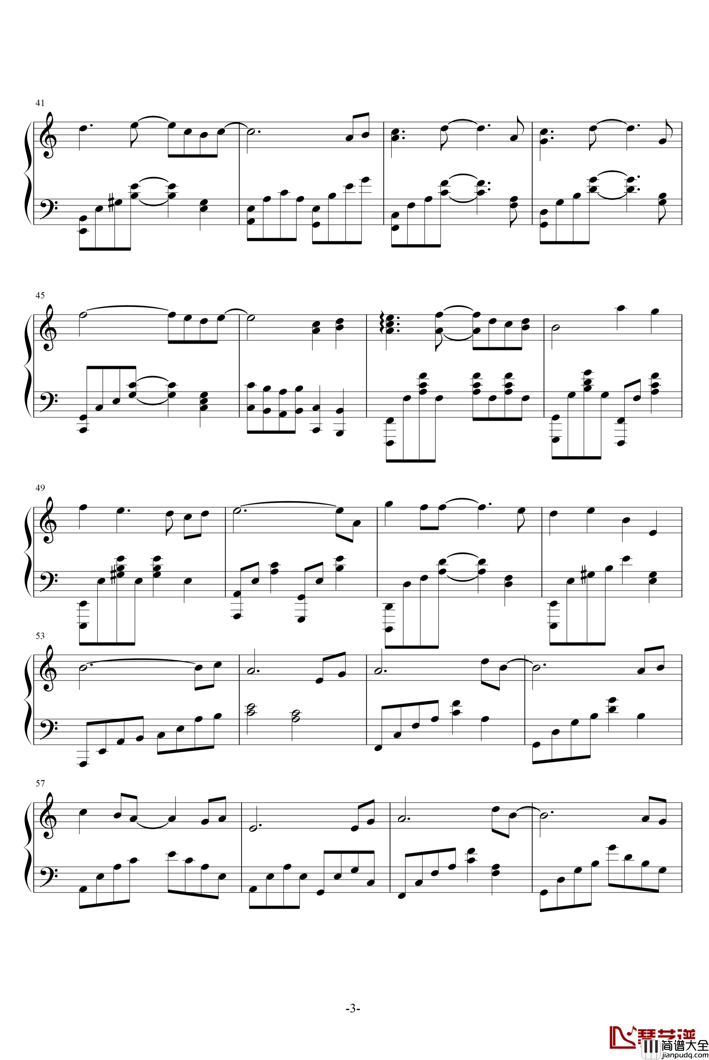 宁静偶感钢琴谱_蓝幻影麒麟