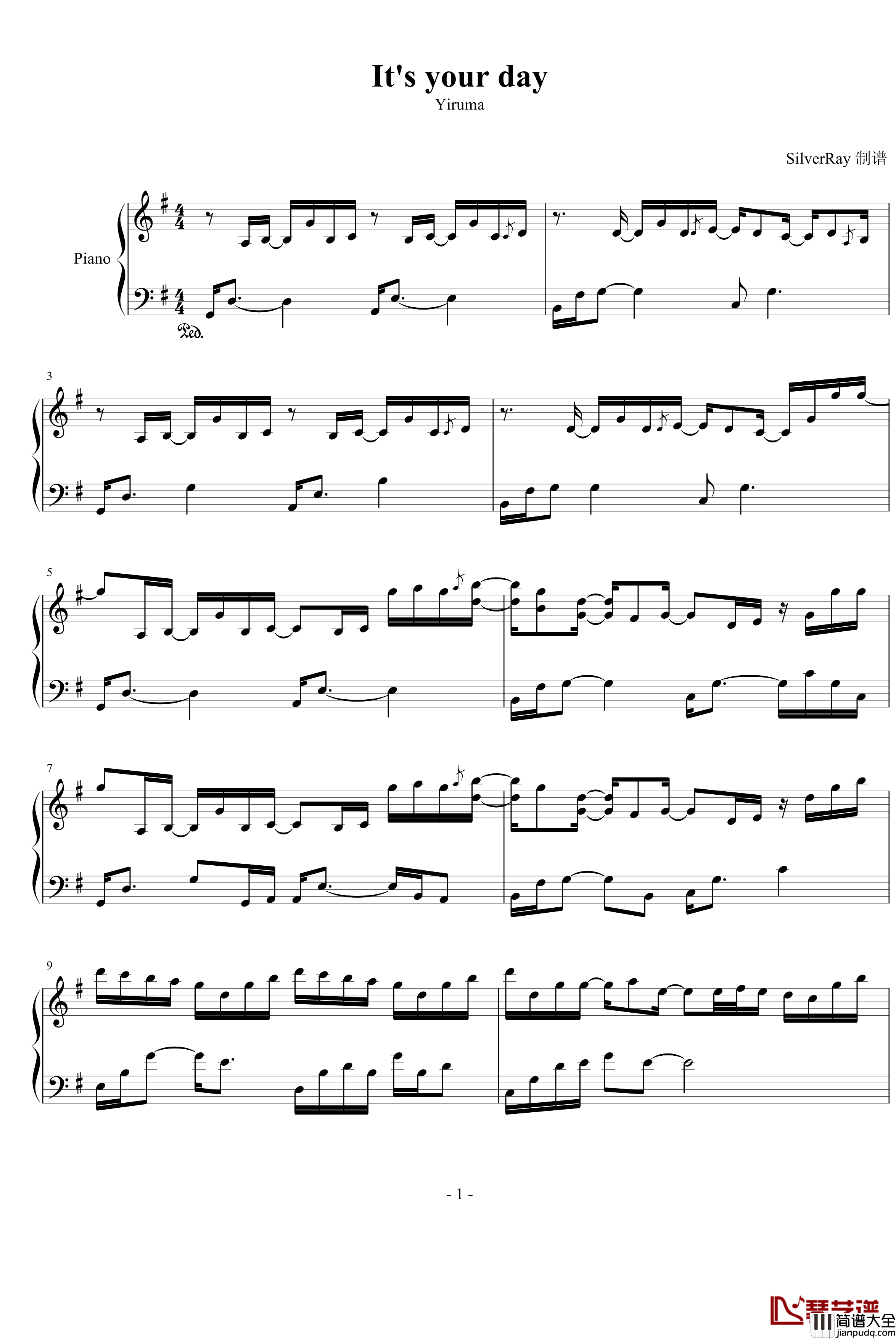 It's_your_day钢琴谱_Yiruma