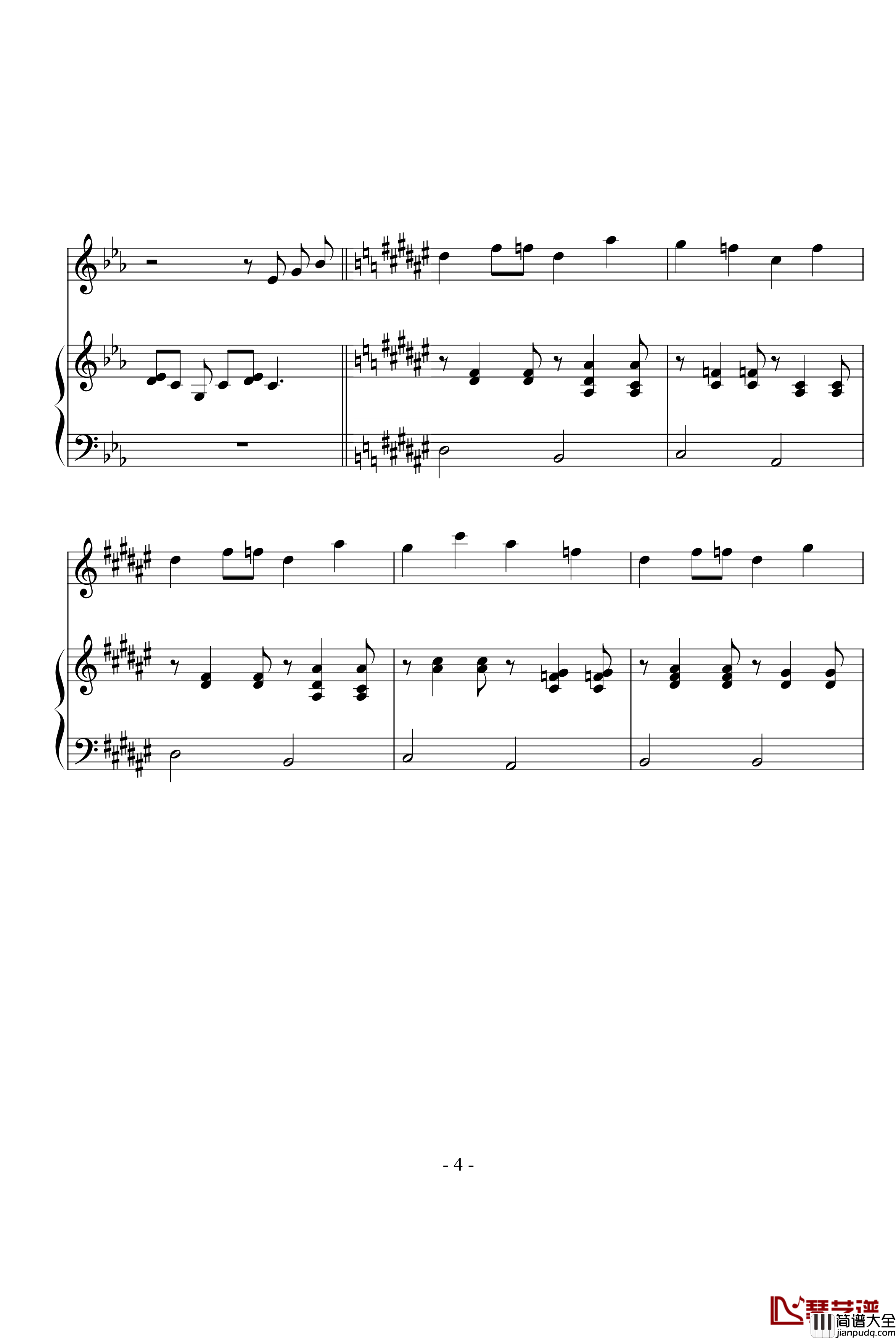 四月钢琴谱_林海