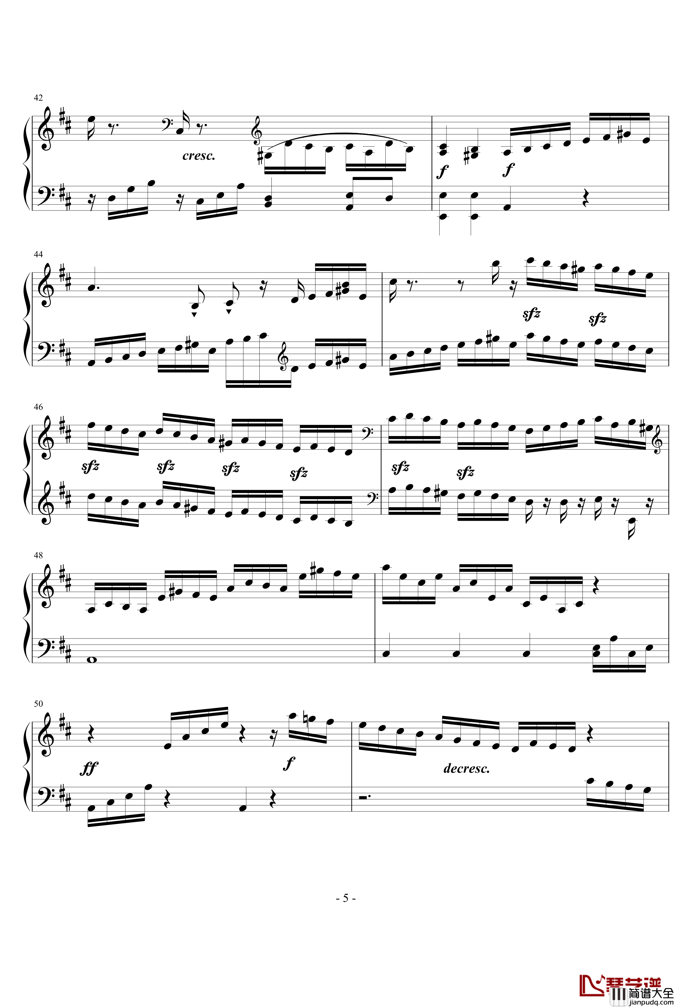 D大调奏鸣曲钢琴谱_世界名曲