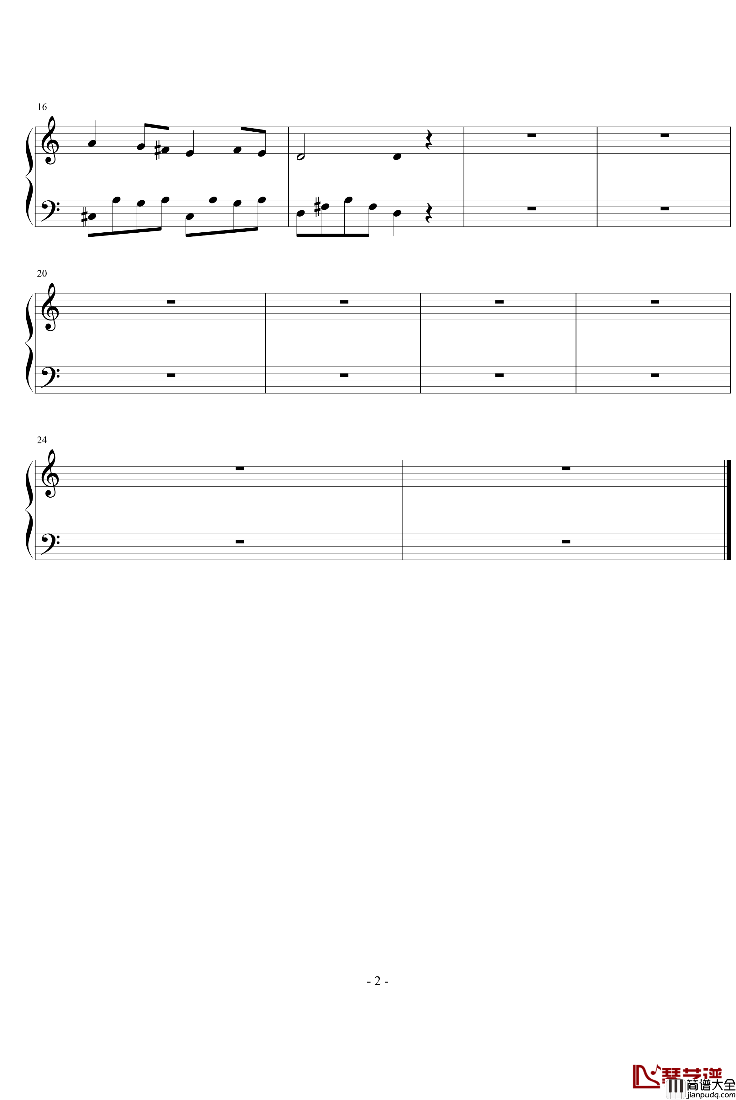 很久以前钢琴谱_世界名曲