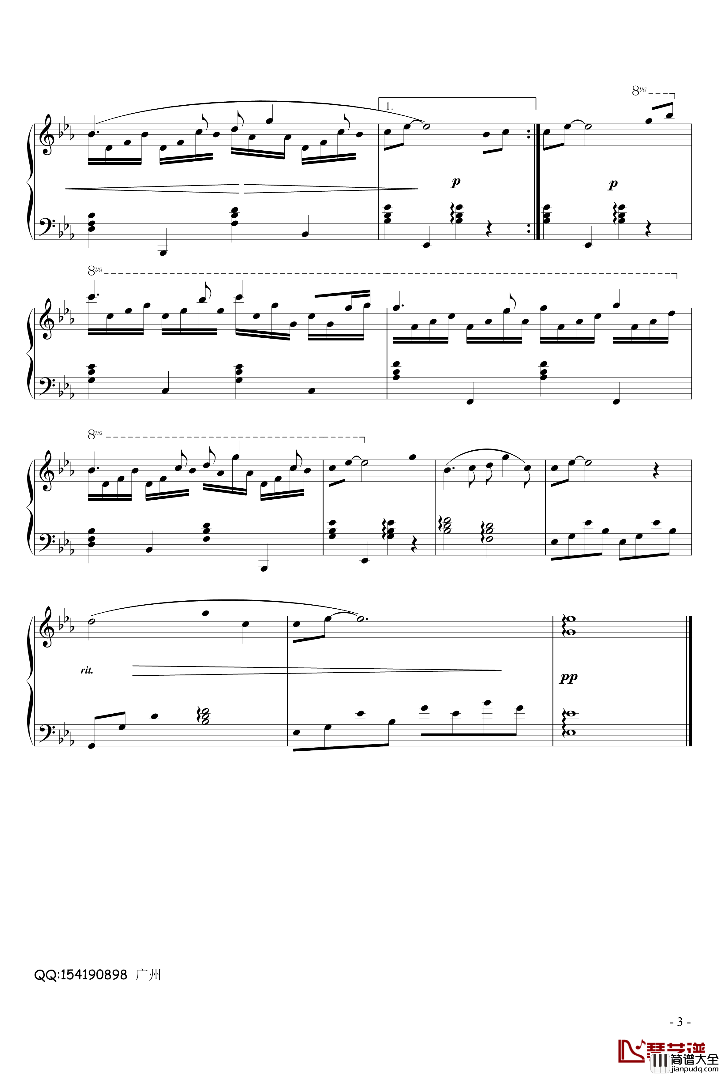 女儿情钢琴谱_影视