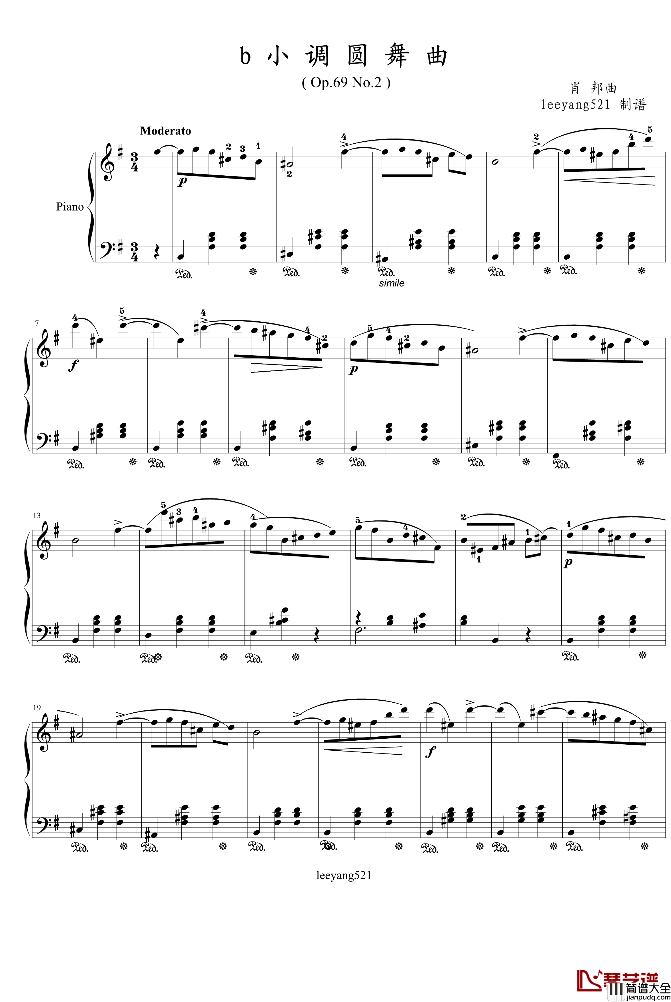 圆舞曲Op.69_No.2钢琴谱_肖邦_chopin