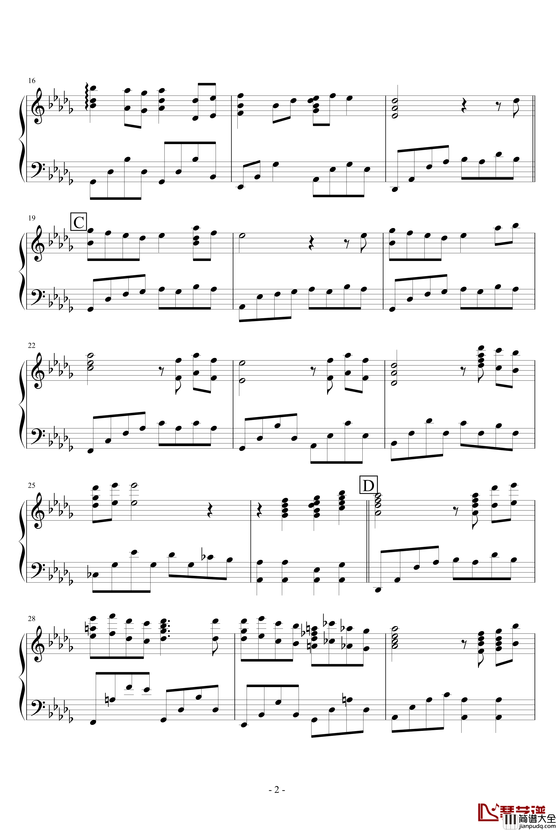 幽灵公主钢琴谱_背景音乐_久石让