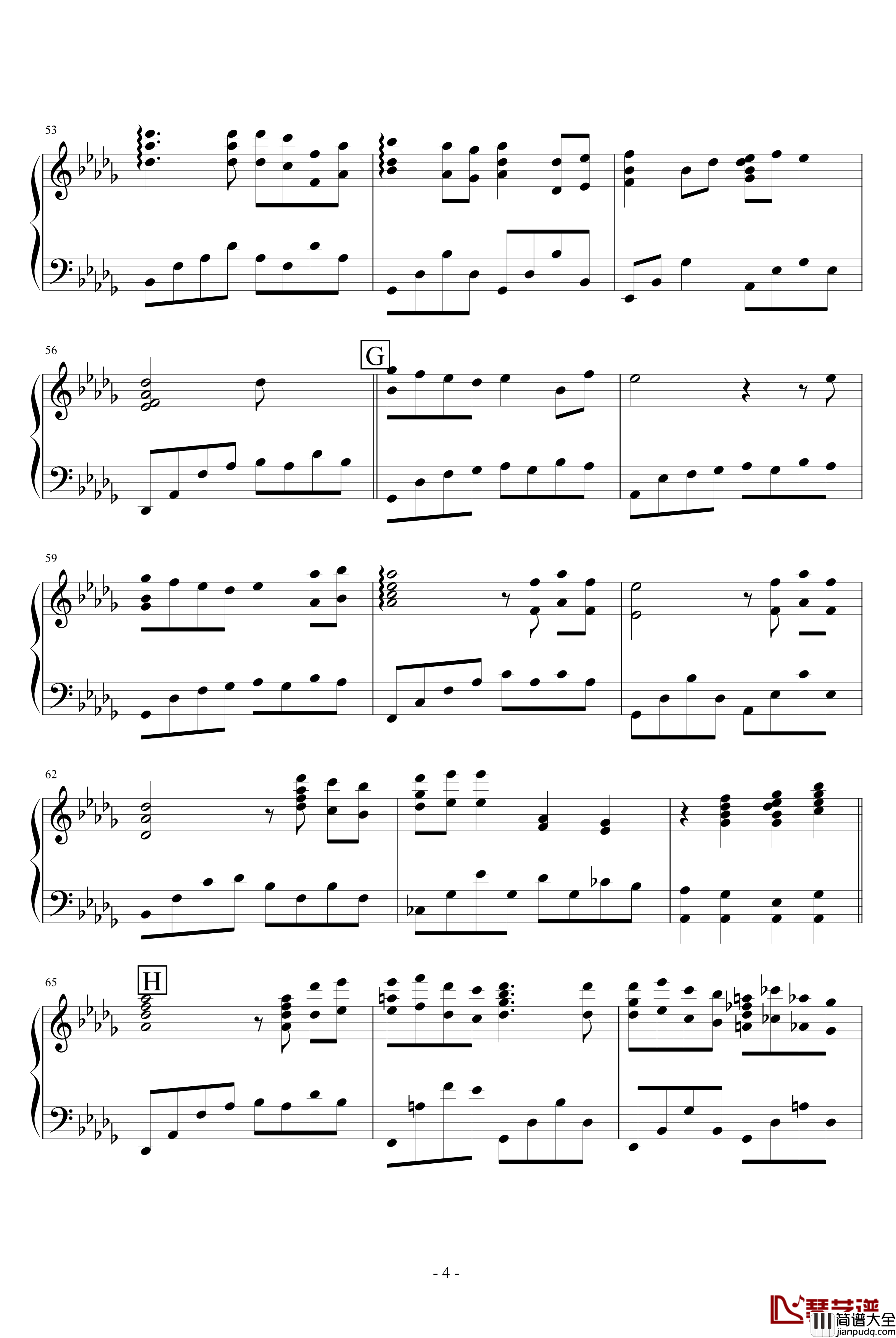 幽灵公主钢琴谱_背景音乐_久石让