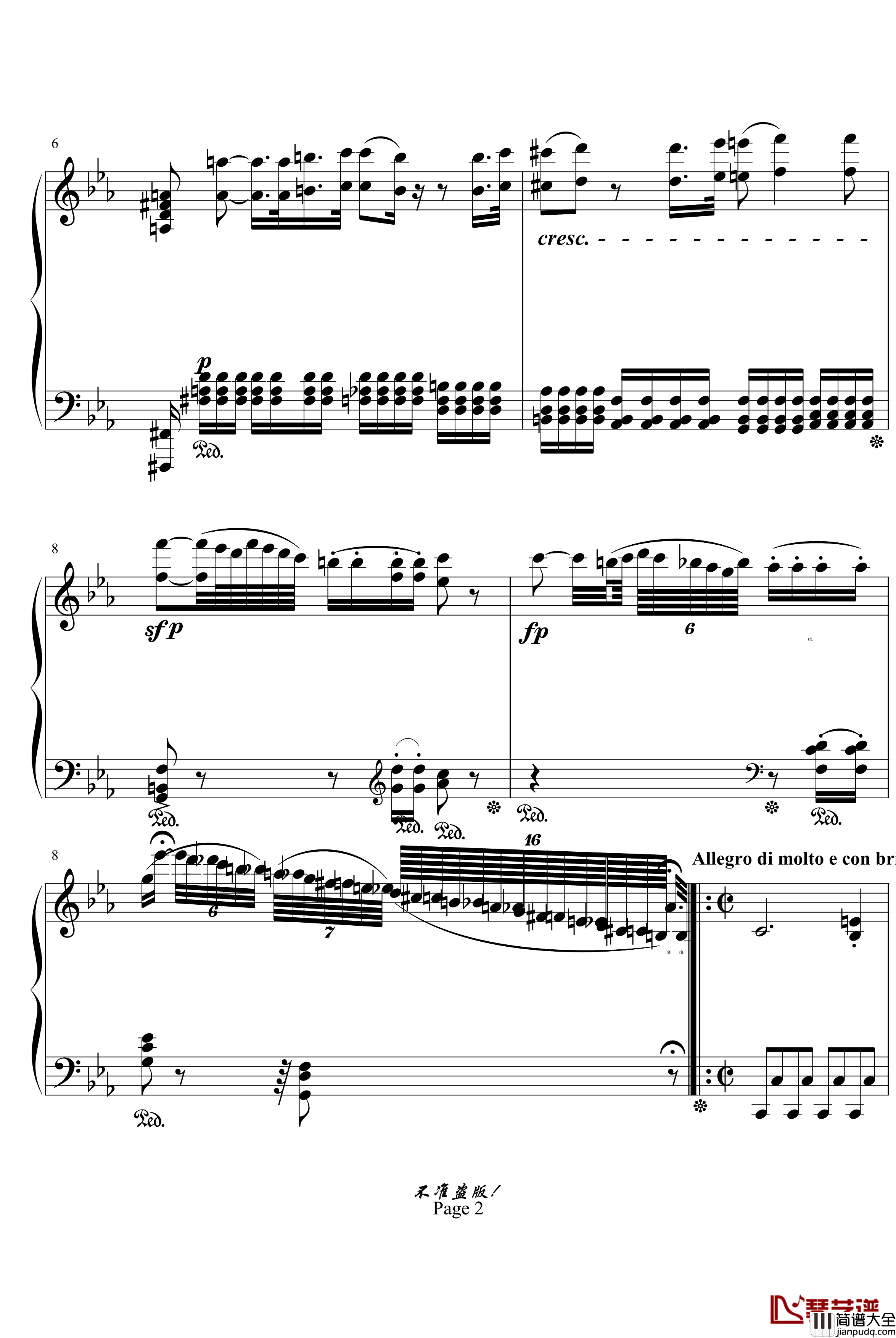 c小调第八钢琴奏鸣曲钢琴谱_悲怆第一乐章_beethoven_贝多芬