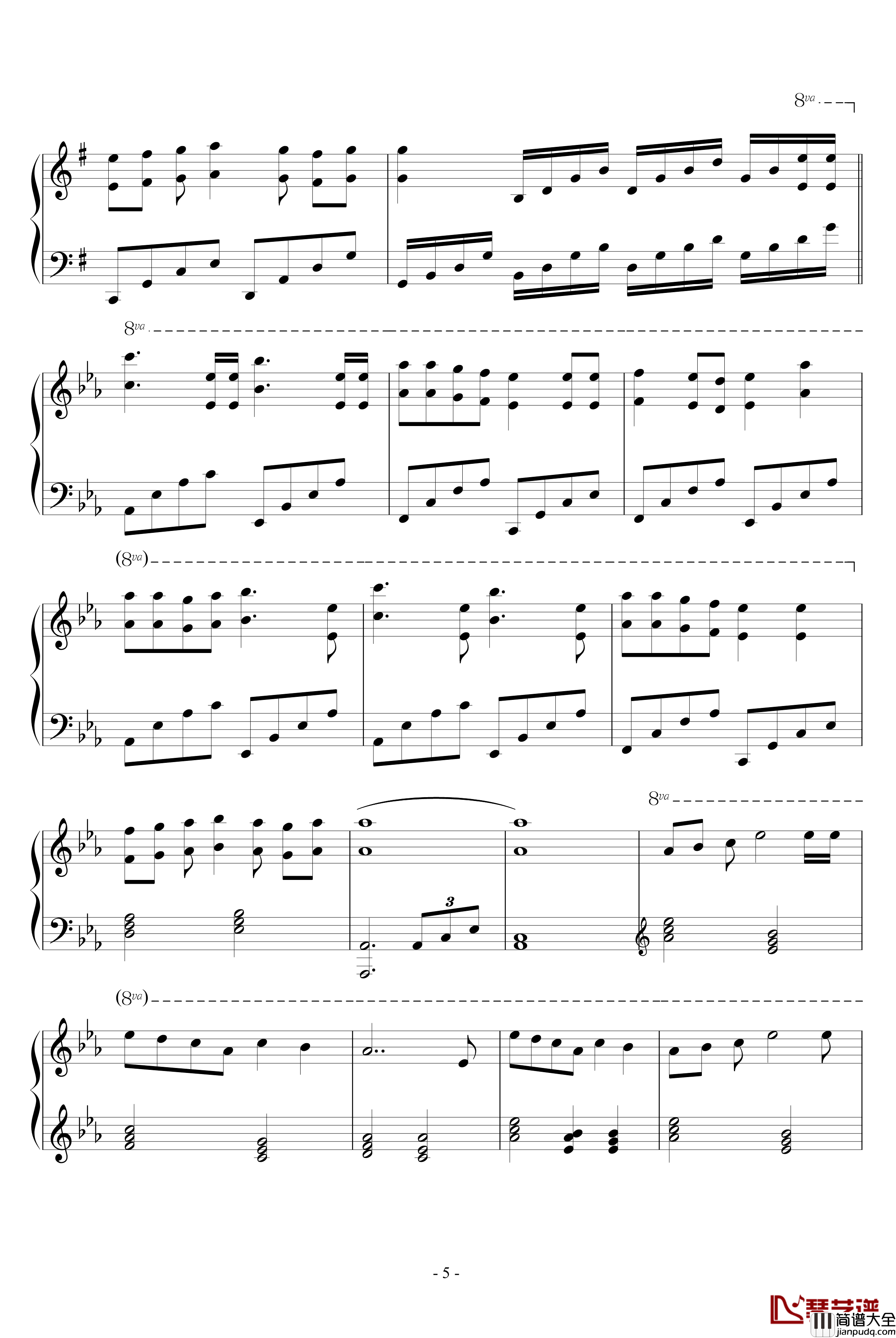 打开心扉钢琴谱_心を開いて_坂井泉水