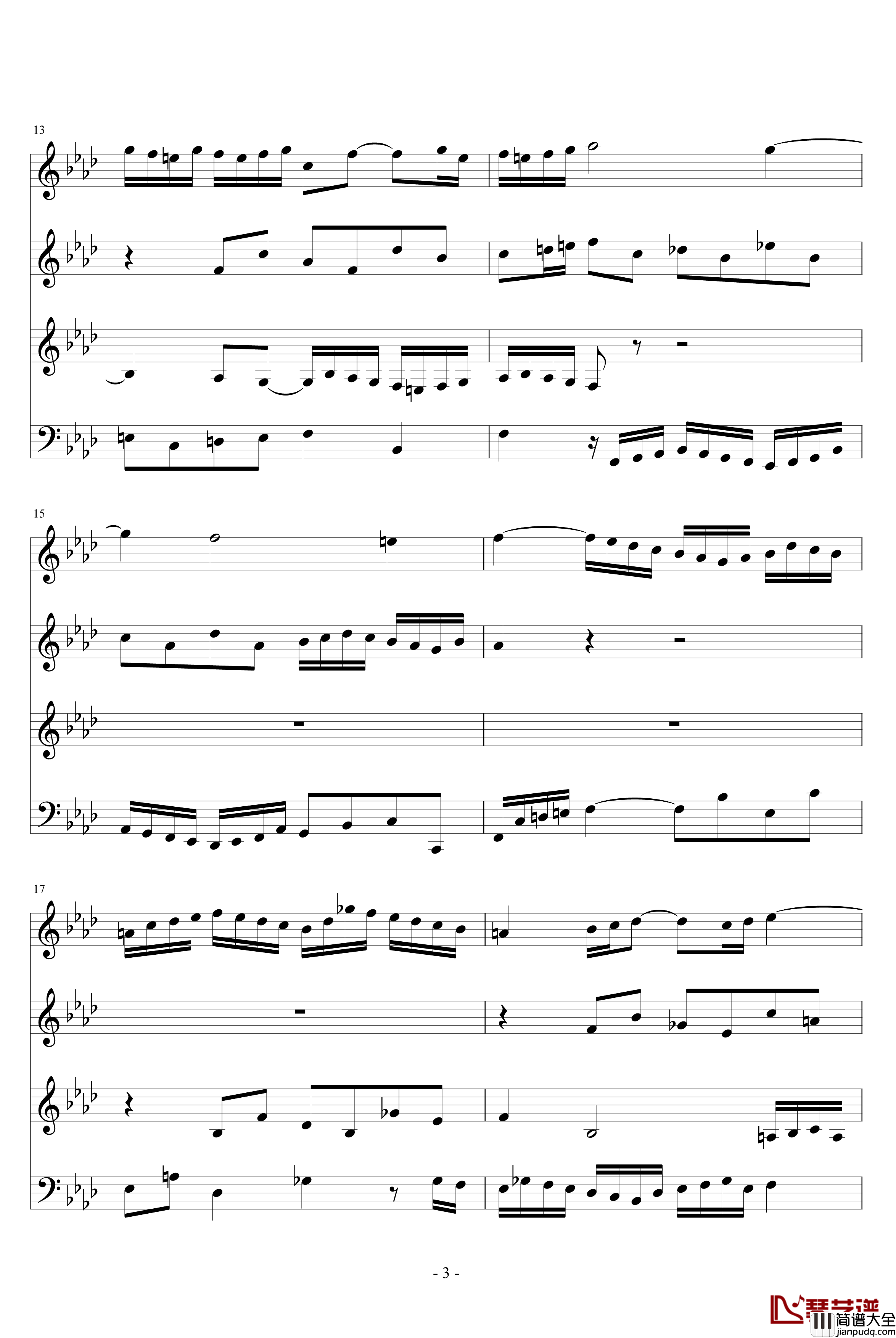 平均律第1卷第17首赋格钢琴谱_巴哈_Bach,_Johann_Sebastian