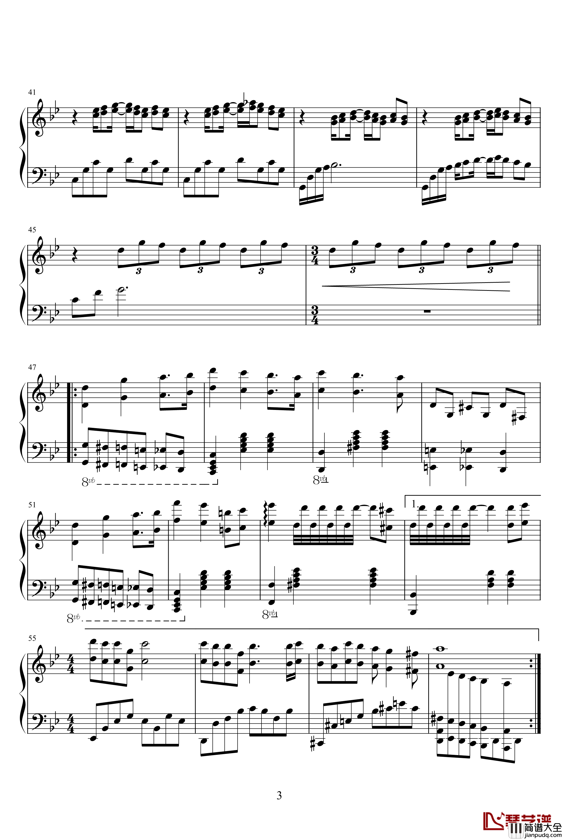 花火钢琴谱_久石让