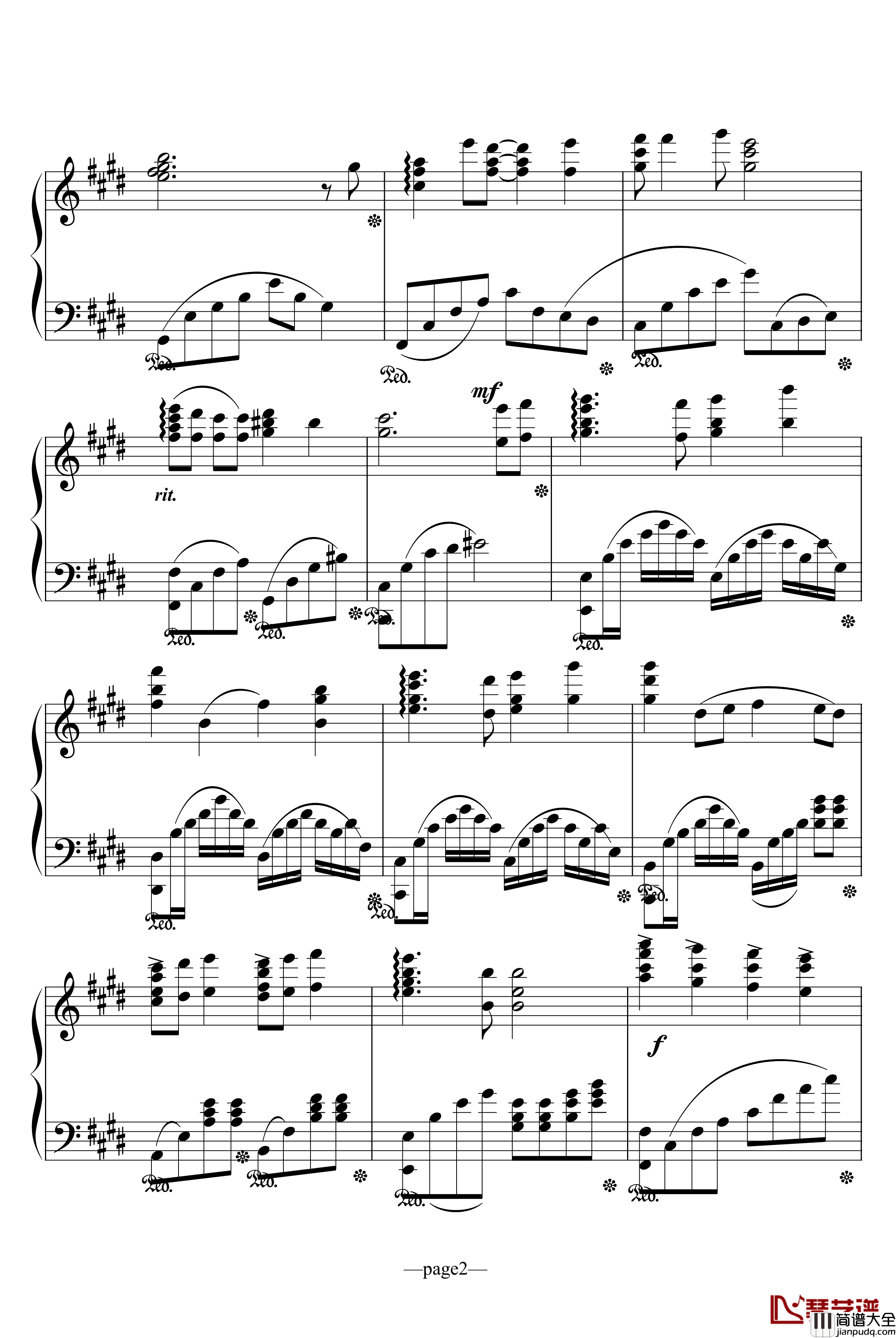 天空之城主题曲钢琴谱_君をのせて_綾楓版_天空之城