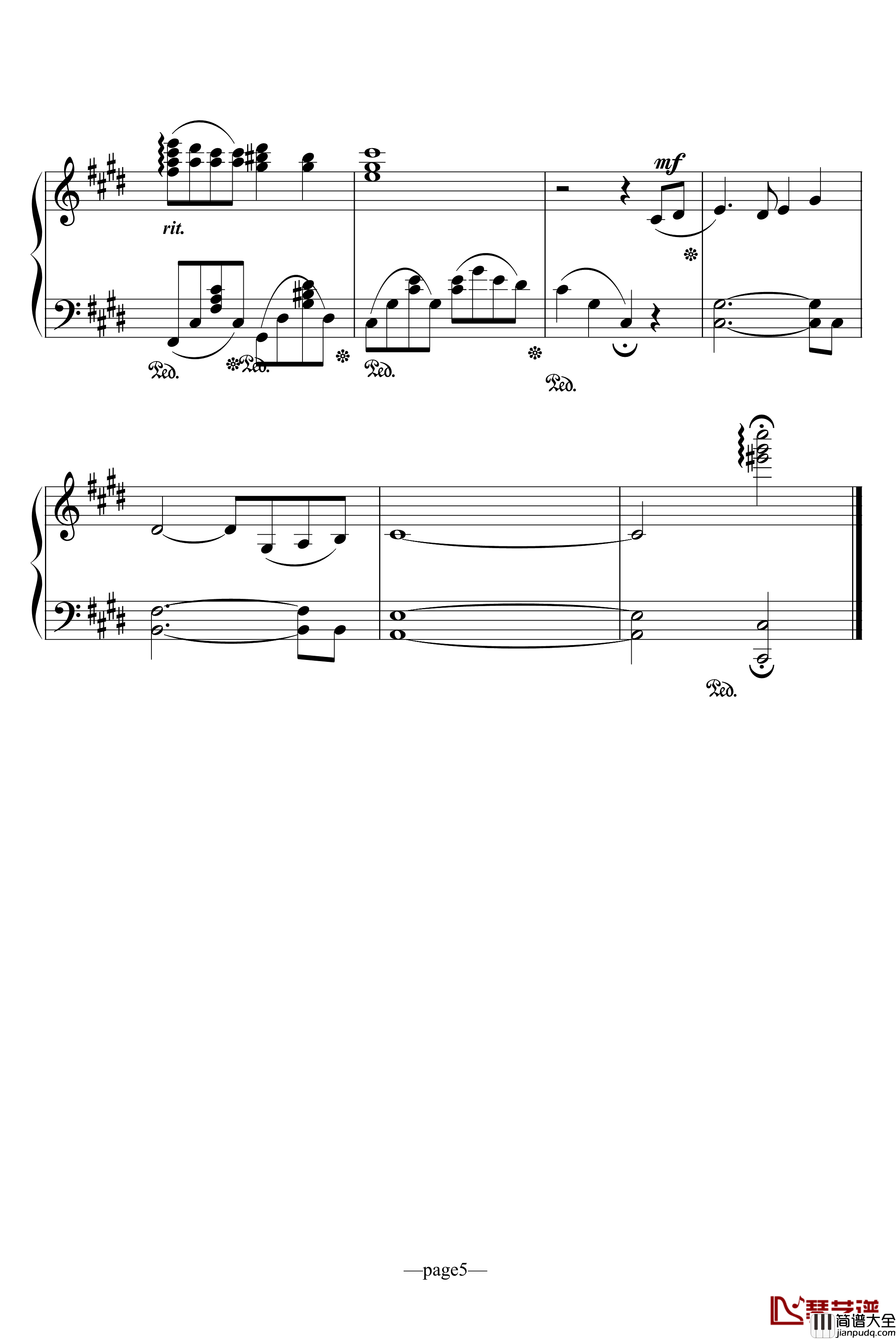 天空之城主题曲钢琴谱_君をのせて_綾楓版_天空之城