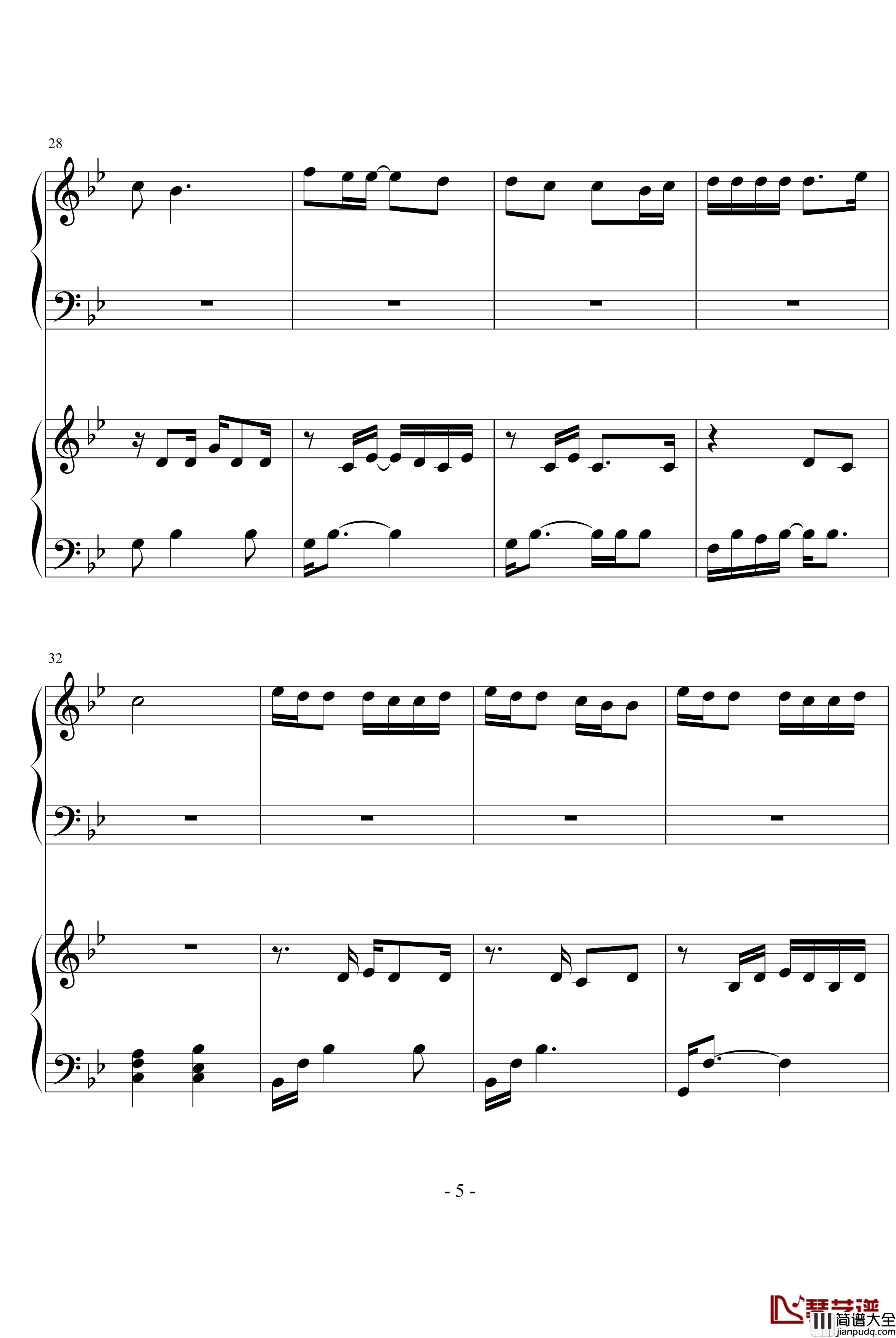 我不配钢琴谱_千叶小瑜版_周杰伦