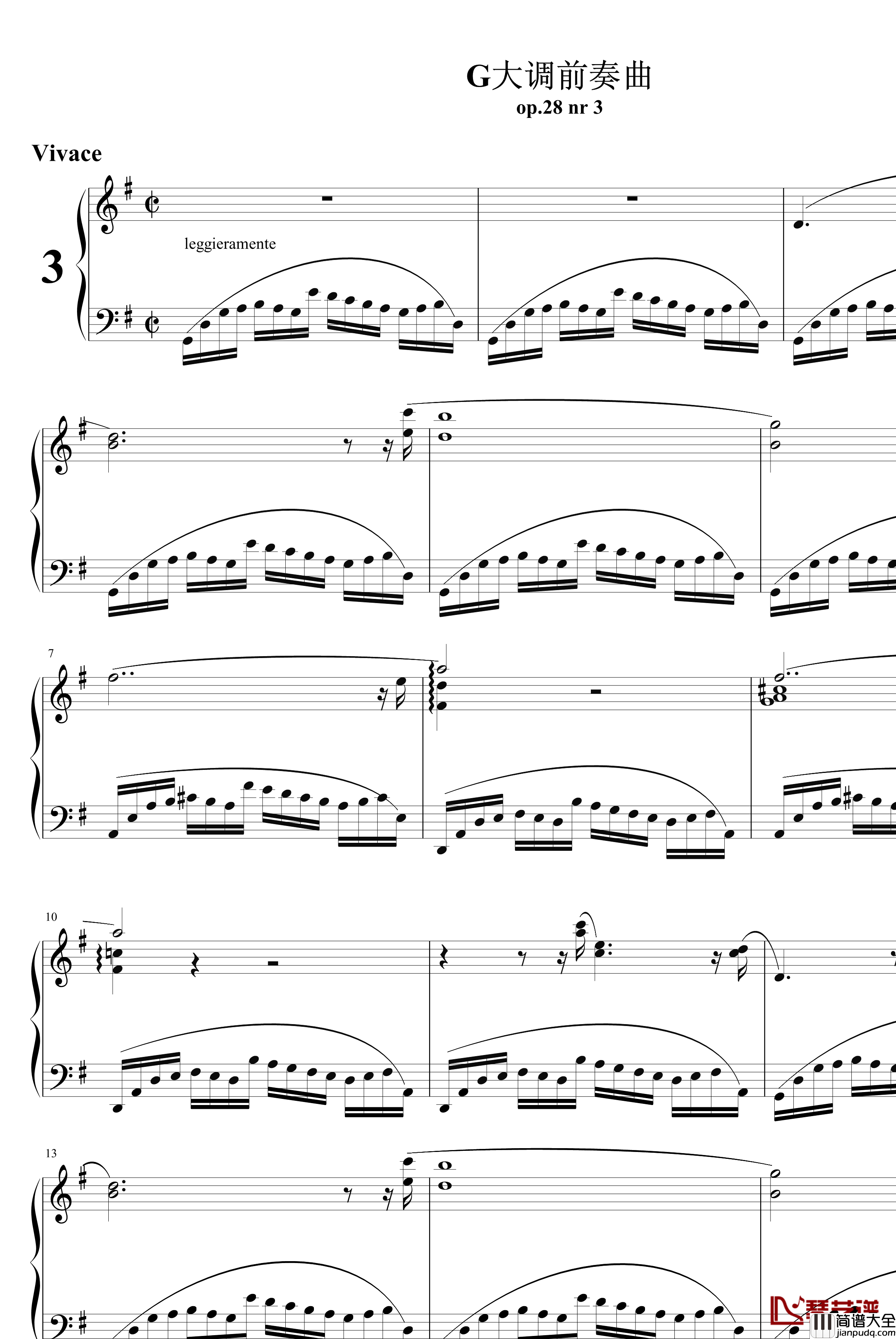 G大调前奏曲钢琴谱_肖邦_chopin