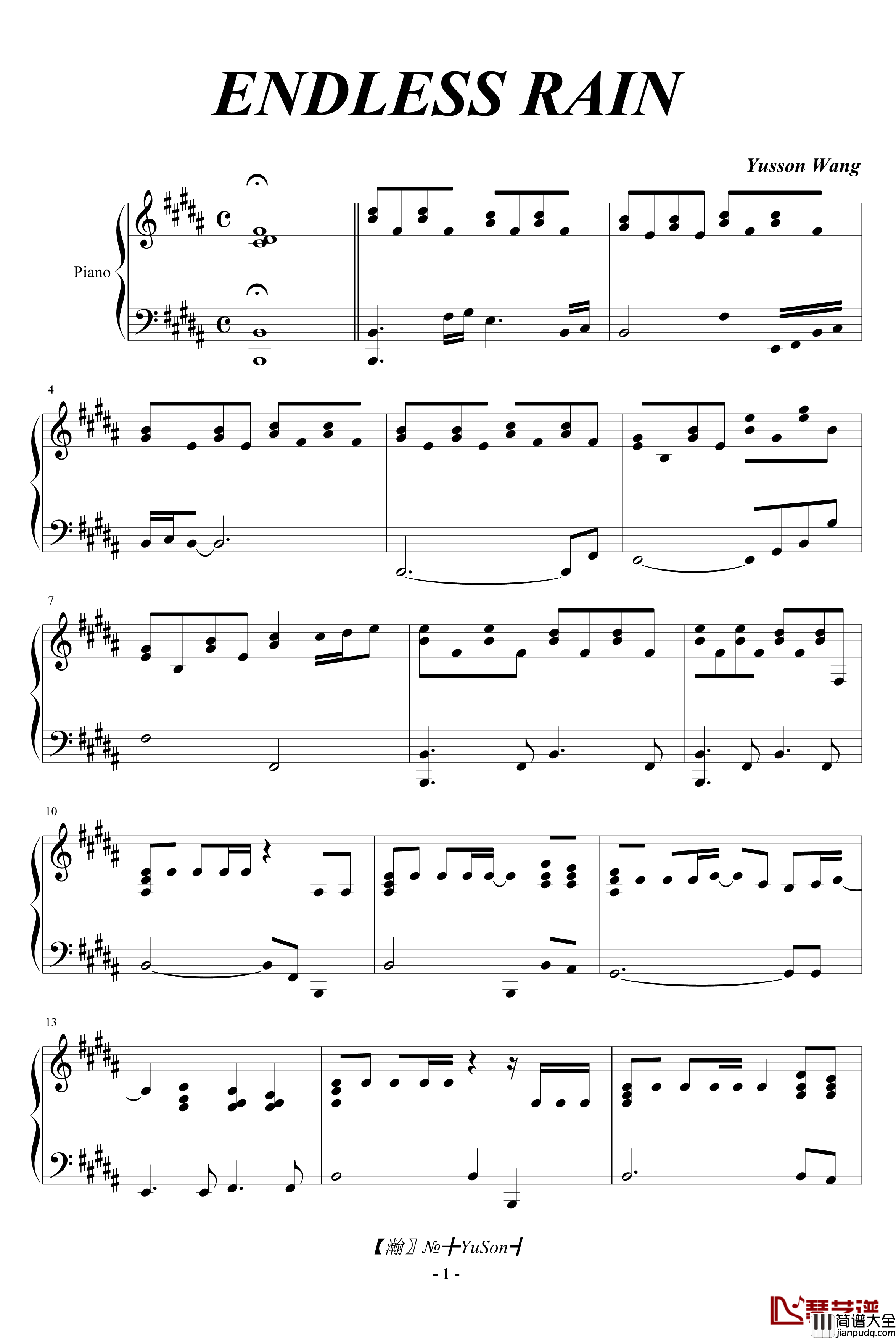 ENDLESS_RAIN钢琴谱_浓缩版_X_JAPAN