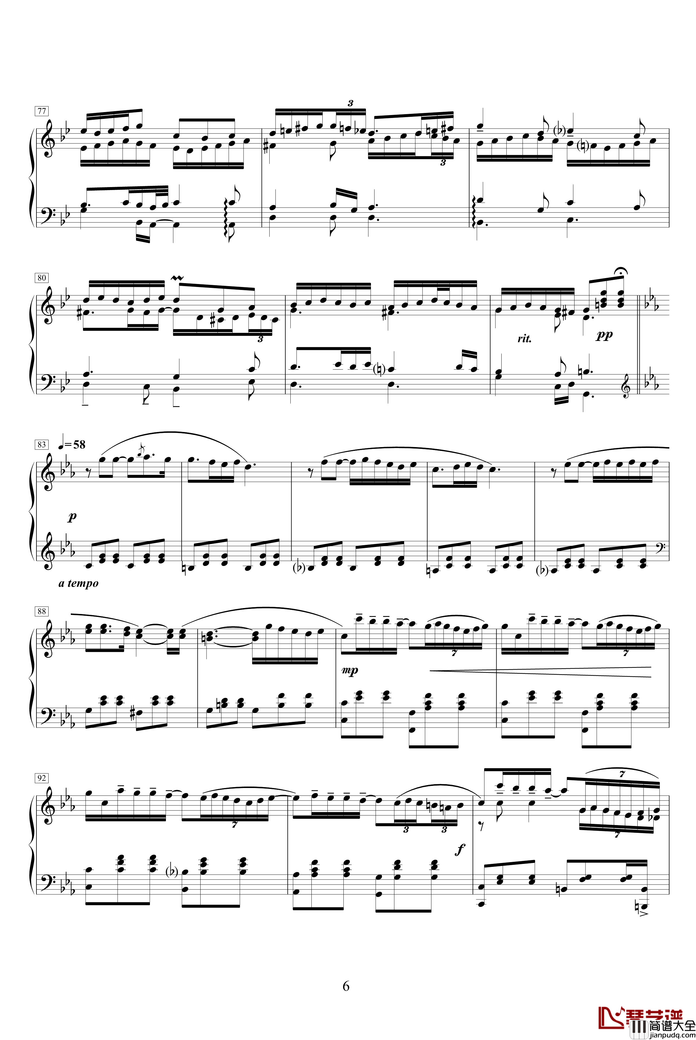 往事钢琴谱_世界名曲