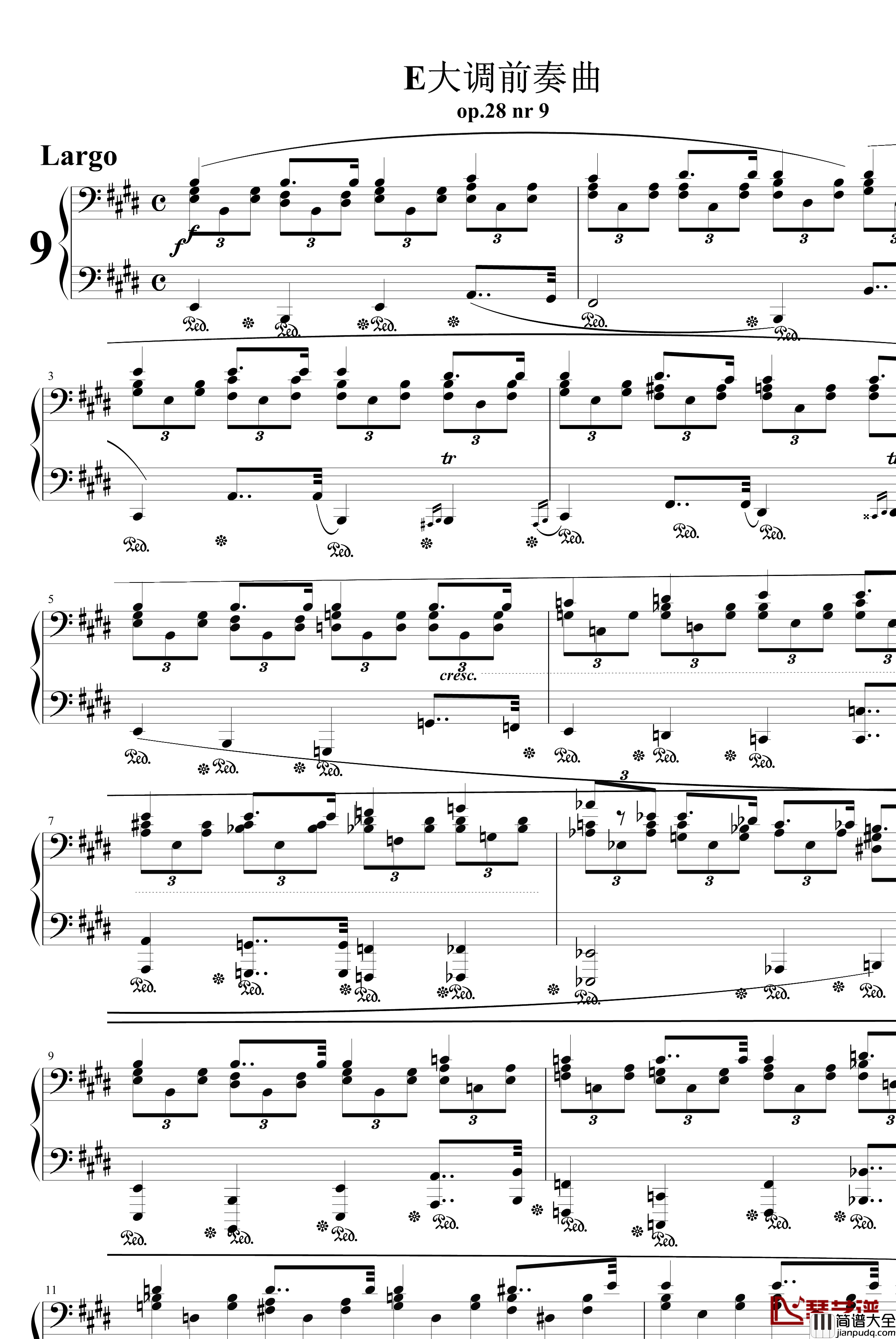 E大调前奏曲钢琴谱_肖邦_chopin