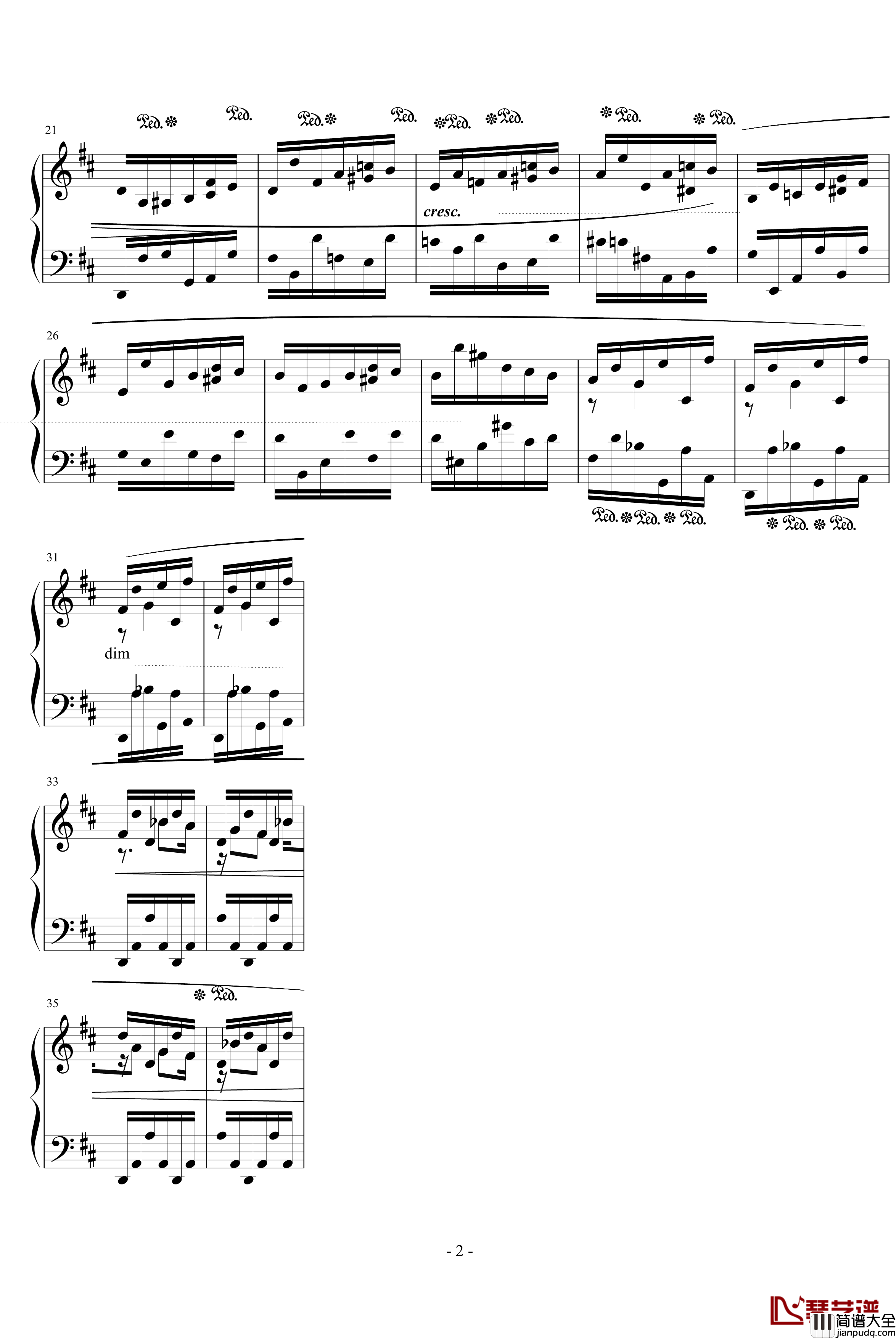 D大调前奏曲钢琴谱_肖邦_chopin