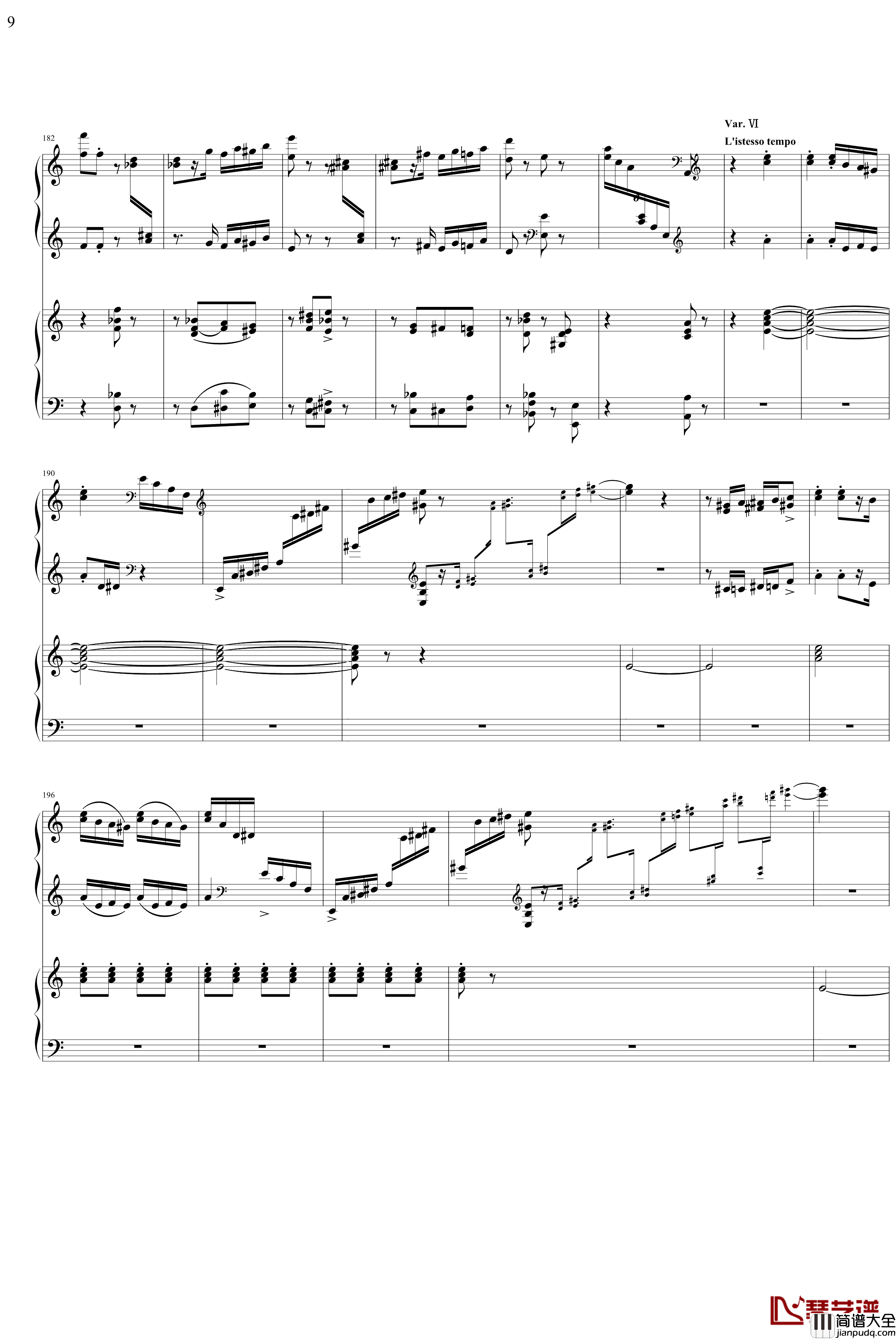 帕格尼主题狂想曲钢琴谱_1~10变奏_拉赫马尼若夫